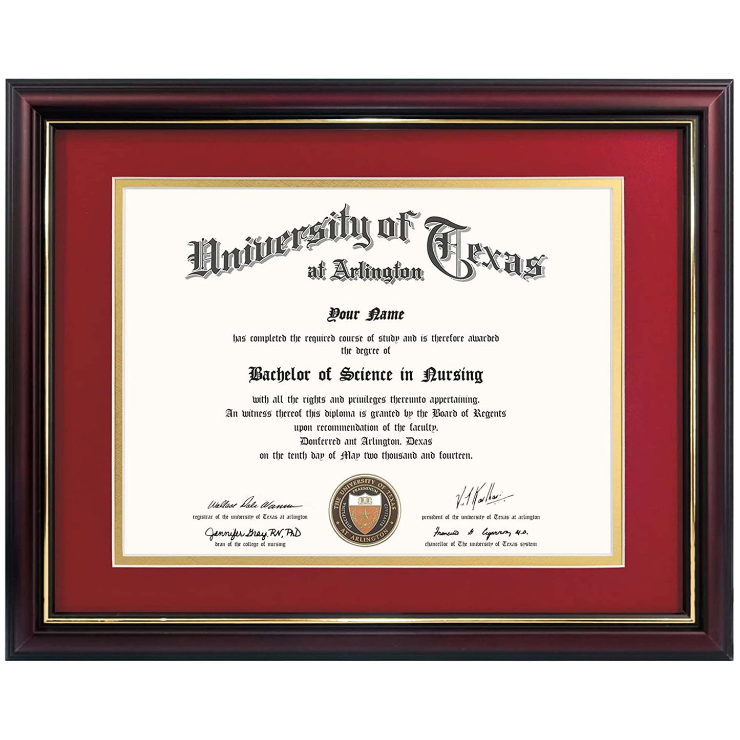 Certificate Document Diploma Real Wood Frame with Mat for 8.5" x 11" - 13 Colors Available