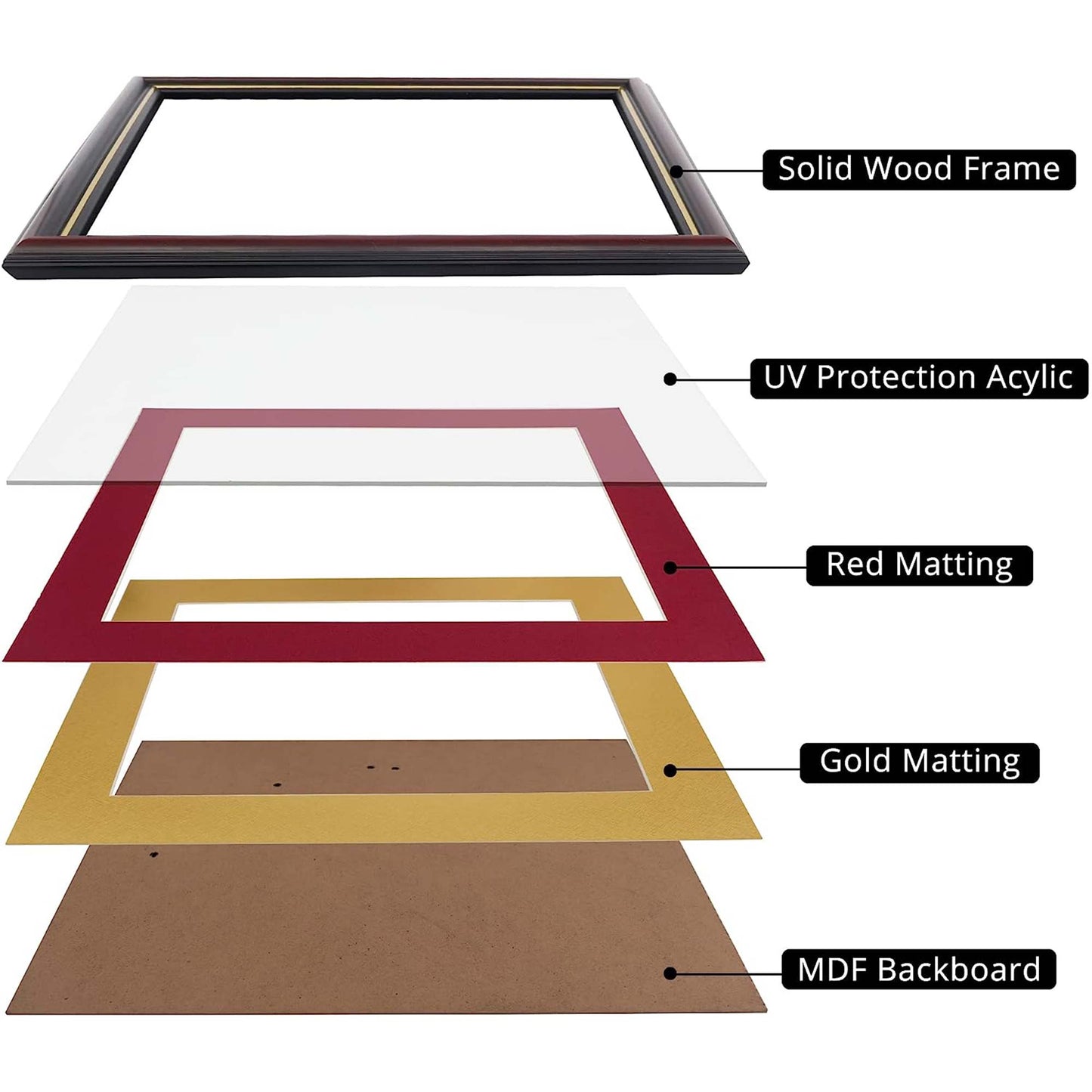 Certificate Document Diploma Real Wood Frame with Mat for 8.5" x 11" - 13 Colors Available