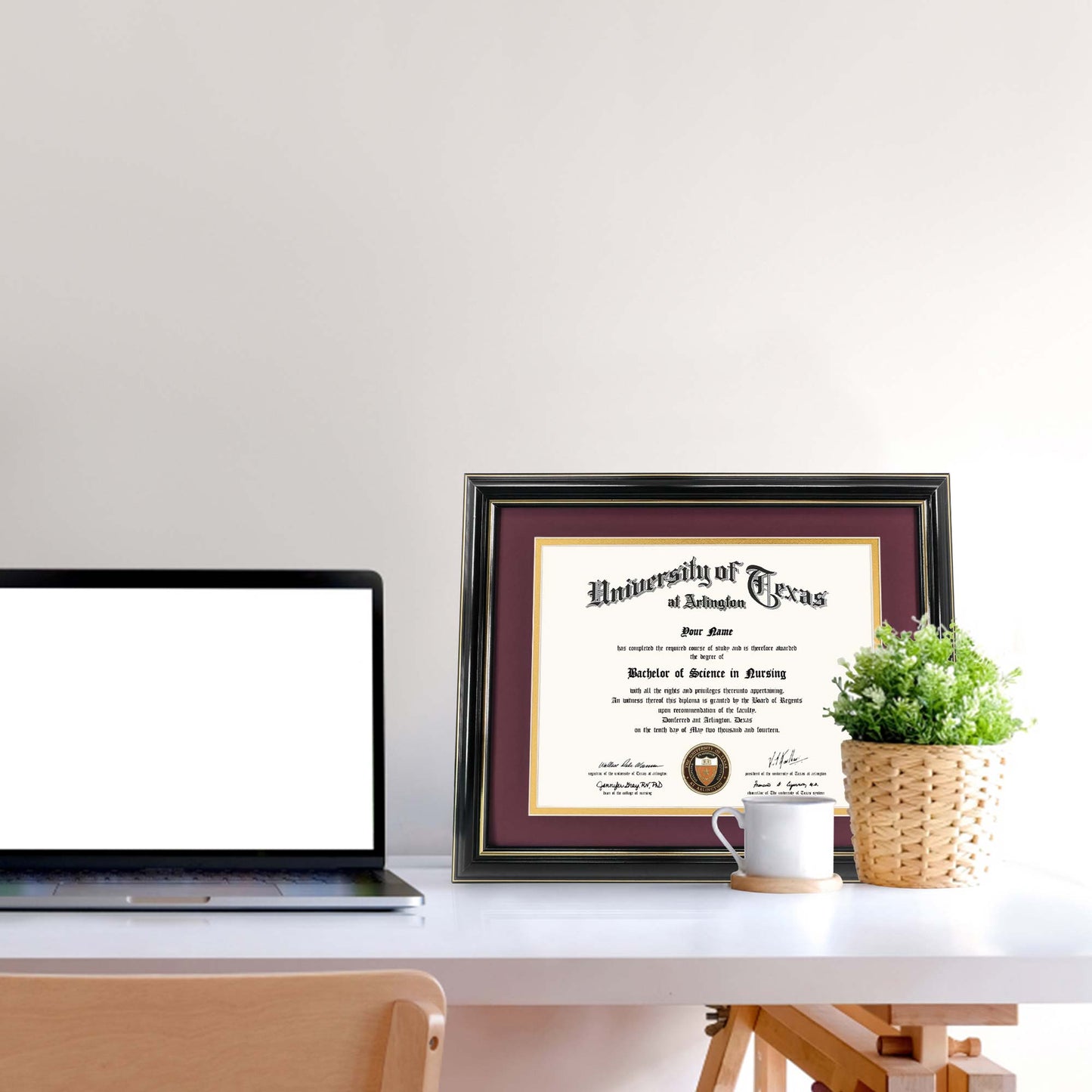 Certificate Document Diploma Real Wood Frame with Mat for 8.5" x 11" - 13 Colors Available