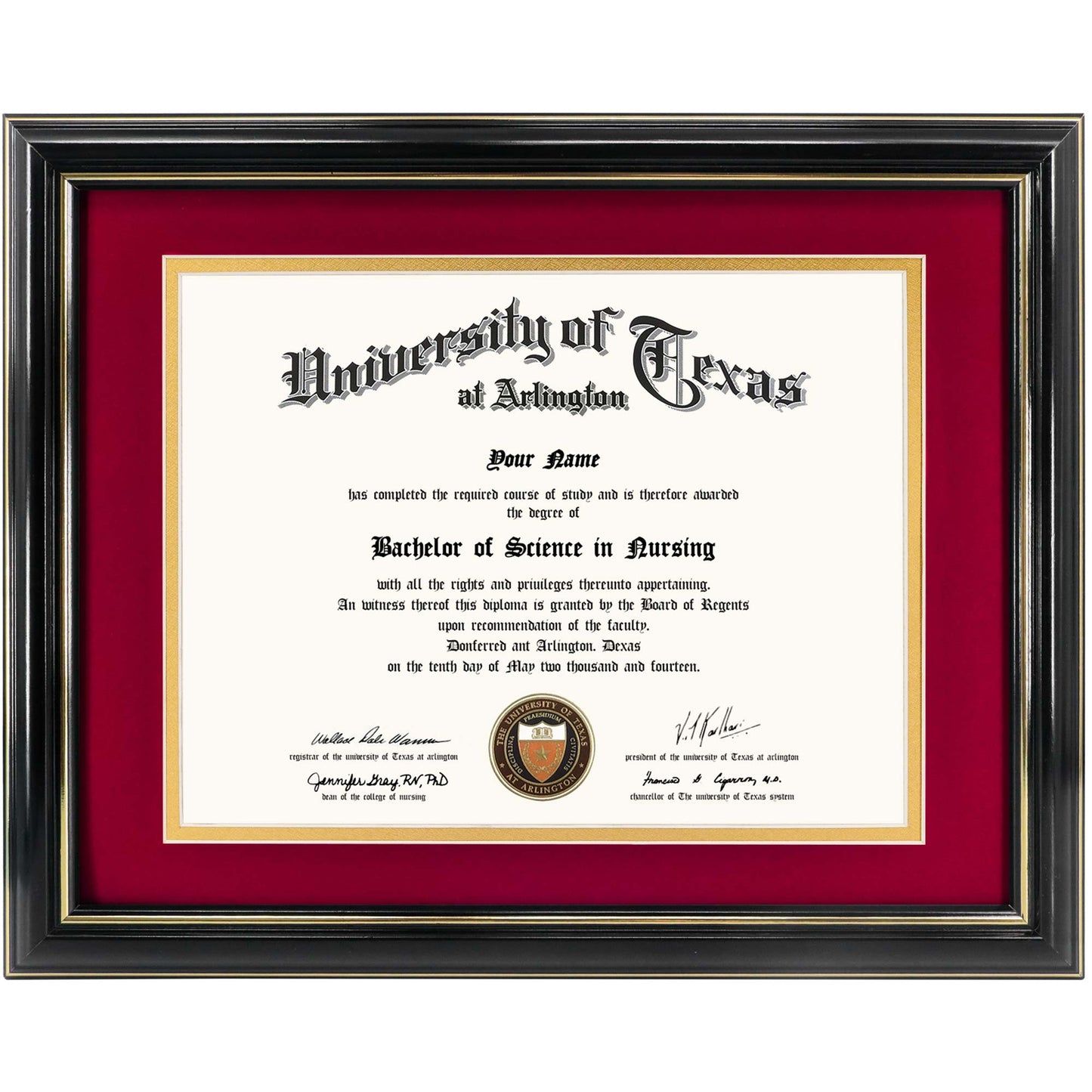 Certificate Document Diploma Real Wood Frame with Mat for 8.5" x 11" - 13 Colors Available