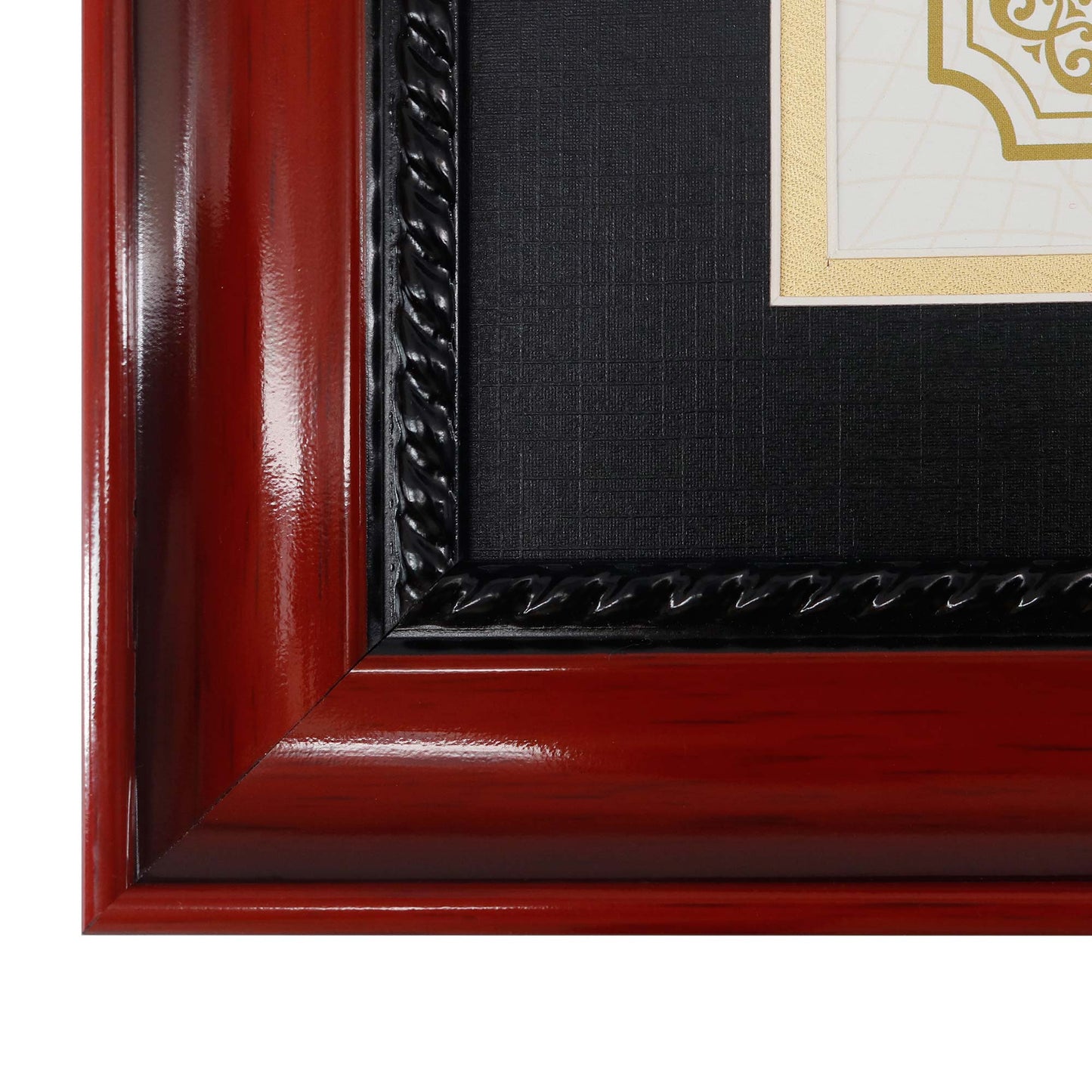 Certificate Document Diploma Cherry Finish with Intricate Black Rope Detail Solid Wood Frame with Mat for 8.5x11