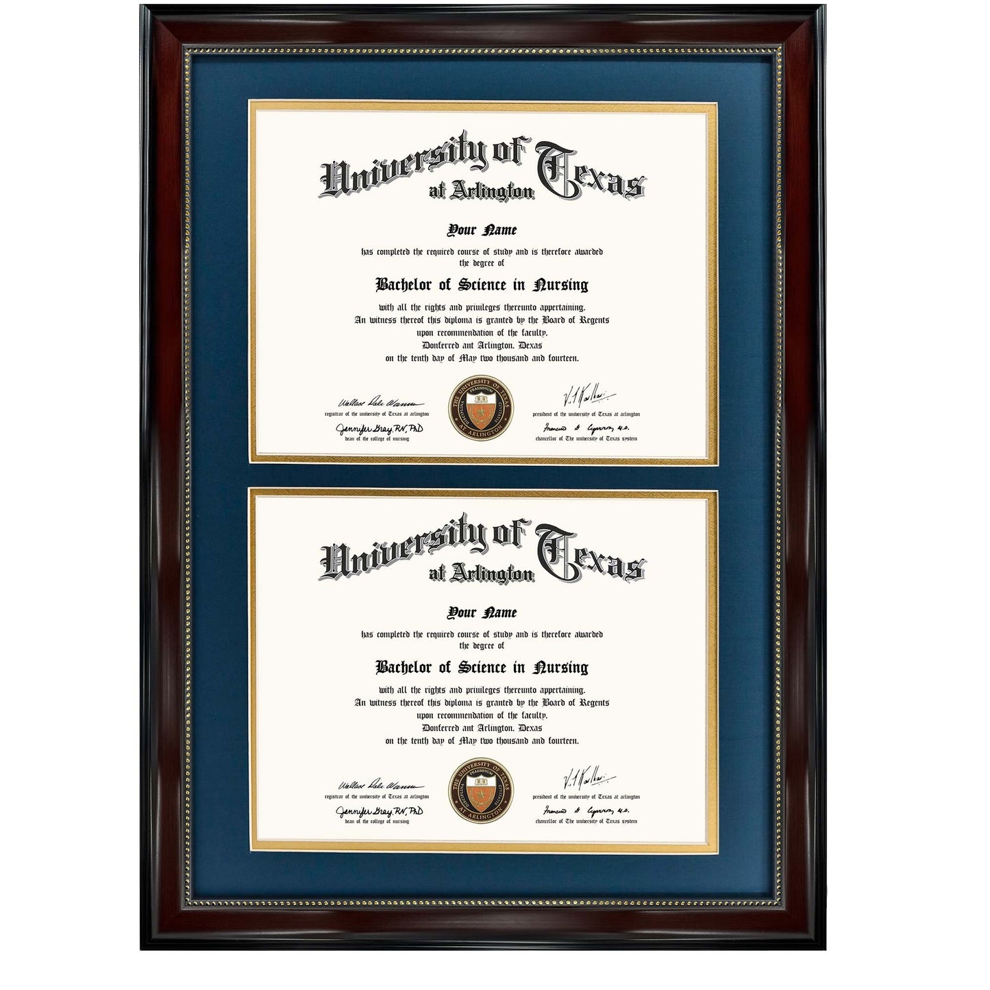 Double Certificate Document Diploma Recycled Polystyrene Frame for 8.5" x 11" - 4 Colors Available