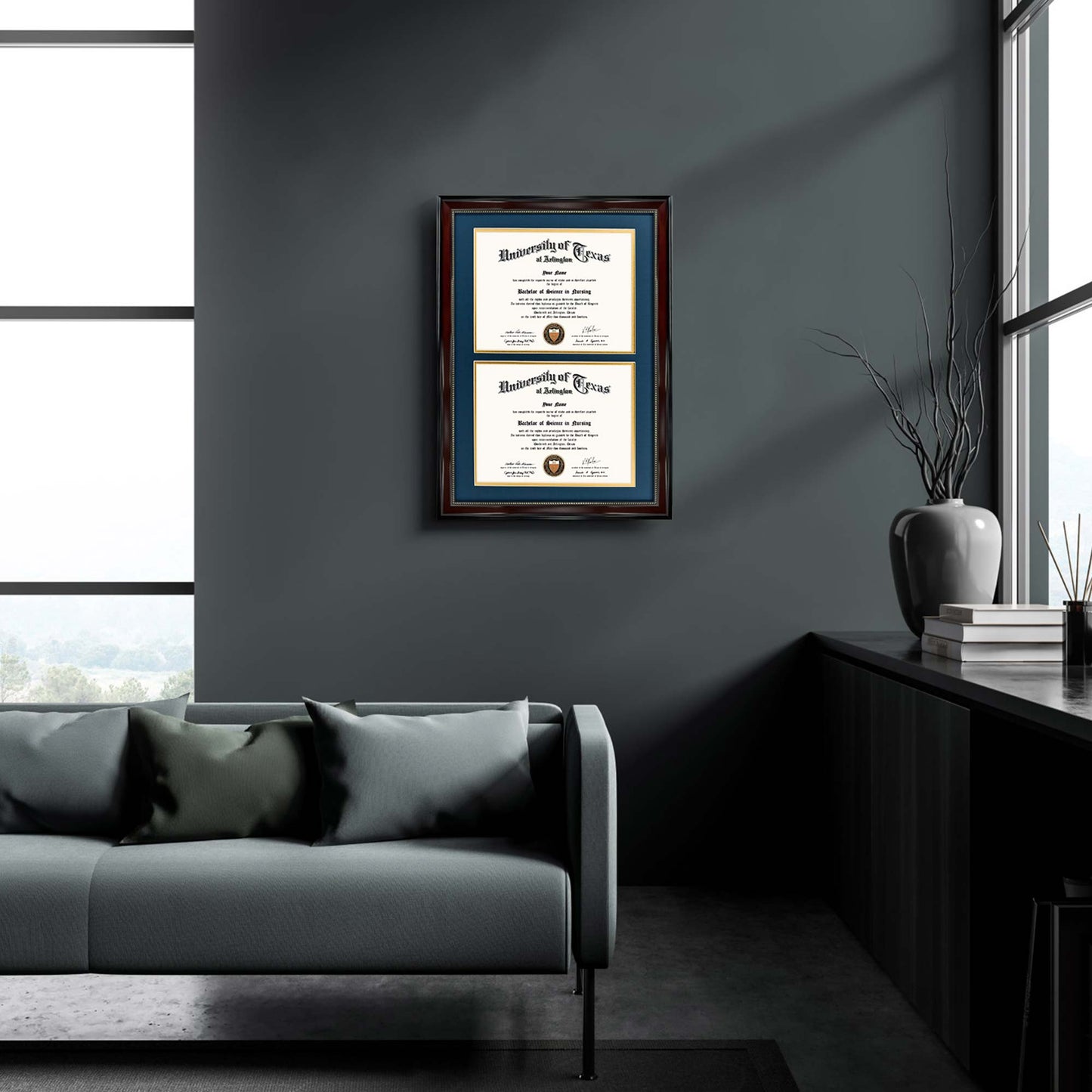 Double Certificate Document Diploma Recycled Polystyrene Frame for 8.5" x 11" - 4 Colors Available