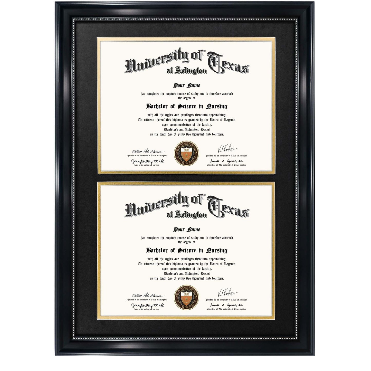 Double Certificate Document Diploma Recycled Polystyrene Frame for 8.5" x 11" - 4 Colors Available