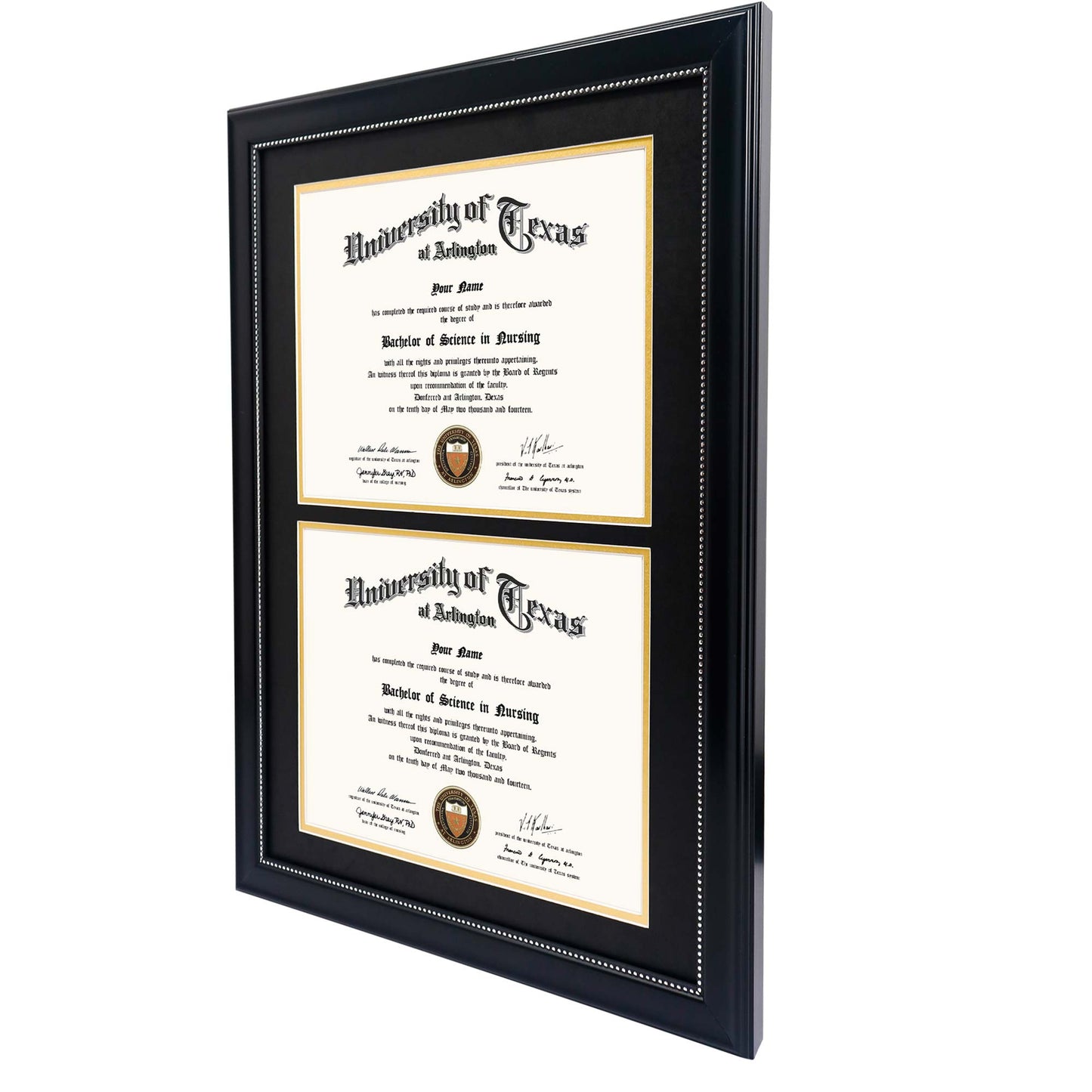 Double Certificate Document Diploma Recycled Polystyrene Frame for 8.5" x 11" - 4 Colors Available