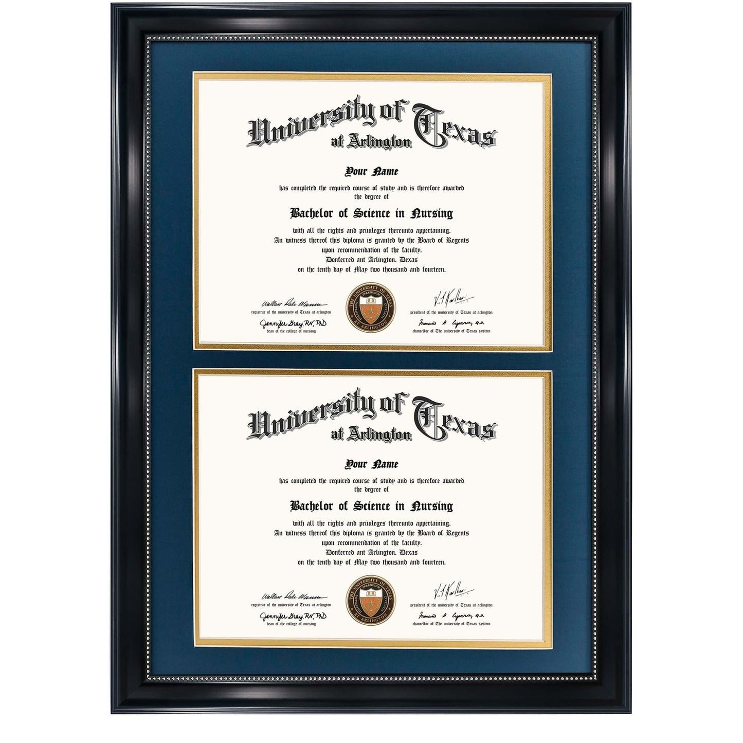 Double Certificate Document Diploma Recycled Polystyrene Frame for 8.5" x 11" - 4 Colors Available