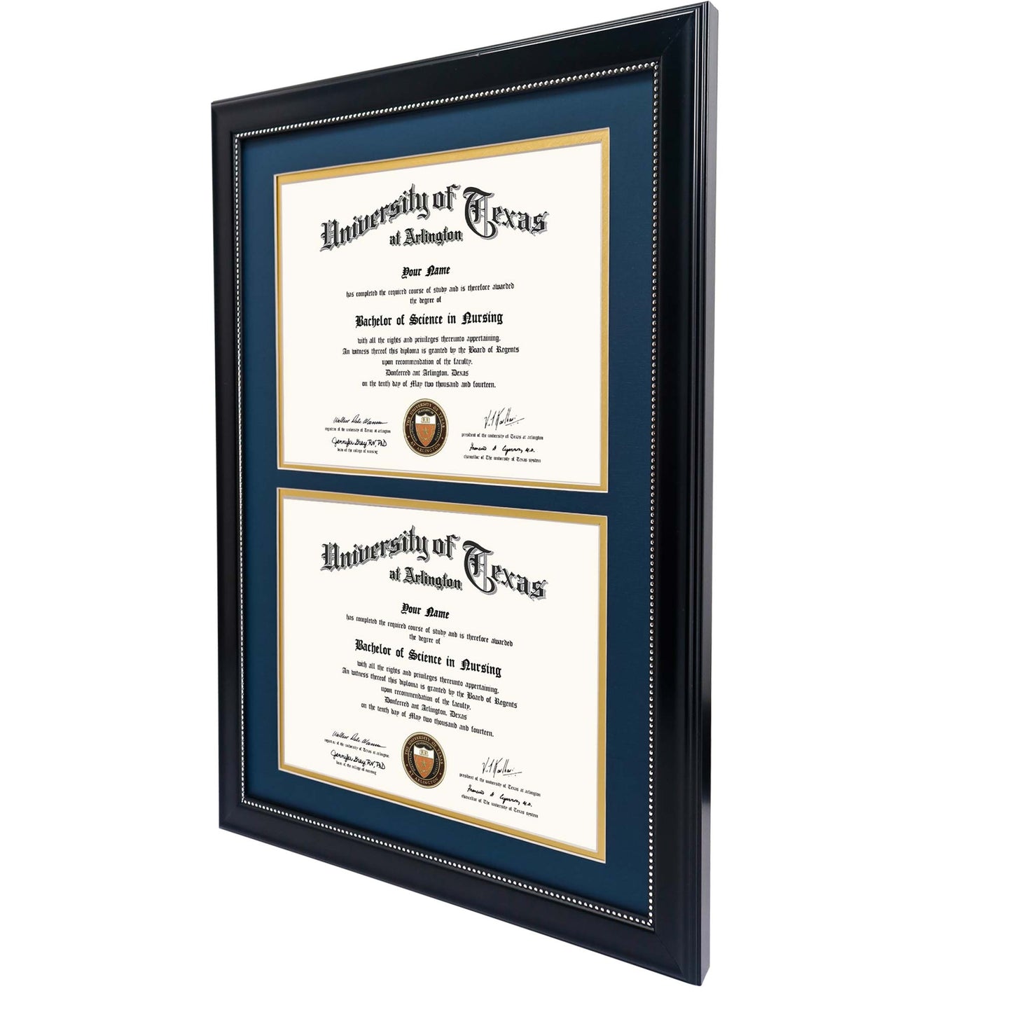 Double Certificate Document Diploma Recycled Polystyrene Frame for 8.5" x 11" - 4 Colors Available