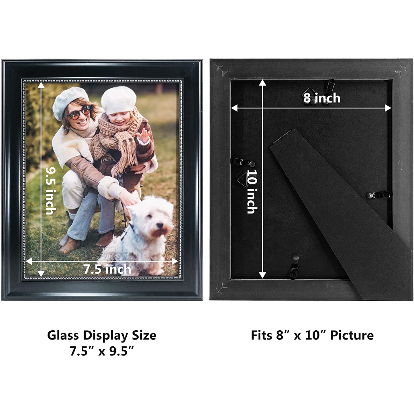 Black Picture Frame Photo Display with Silver Beading pack of 2 - 3 Sizes Available