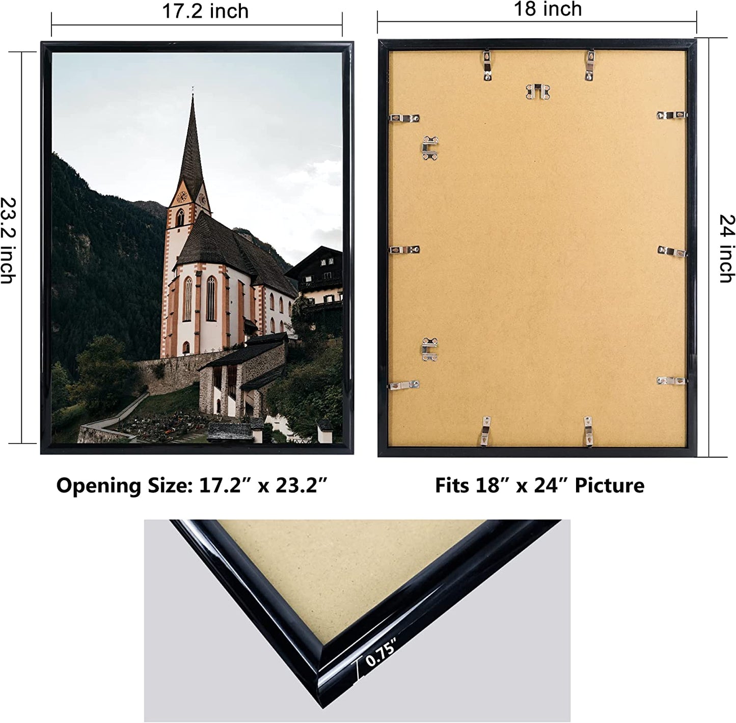 Hanging Poster Frame With UV Protection Acrylic Pack of 4 - 5 Sizes Available