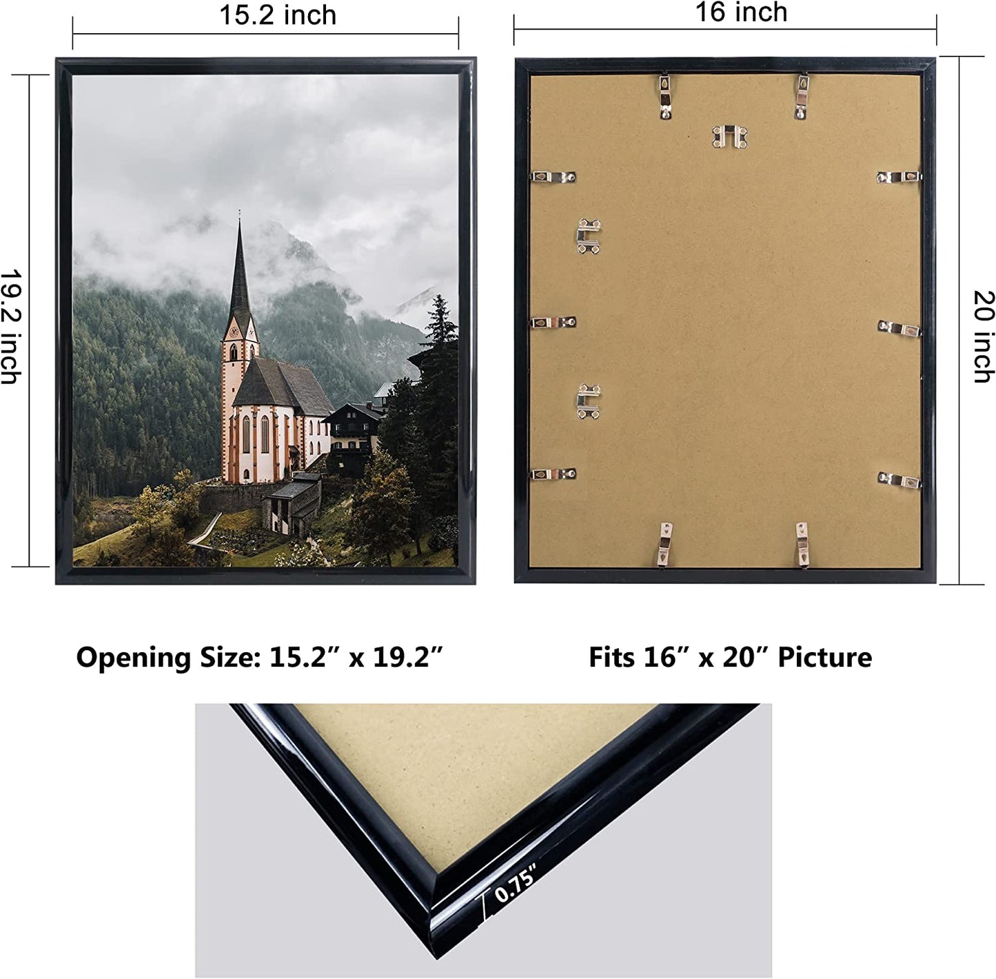 Hanging Poster Frame With UV Protection Acrylic Pack of 4 - 5 Sizes Available