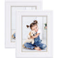White Picture Frame Photo Display with Gold Beading pack of 2 - 3 Sizes Available
