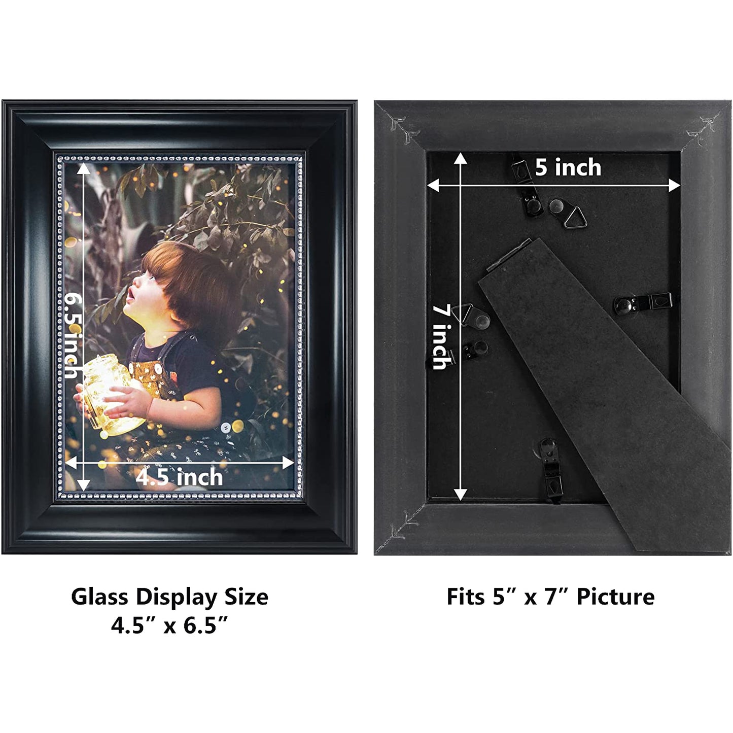 Black Picture Frame Photo Display with Silver Beading pack of 2 - 3 Sizes Available