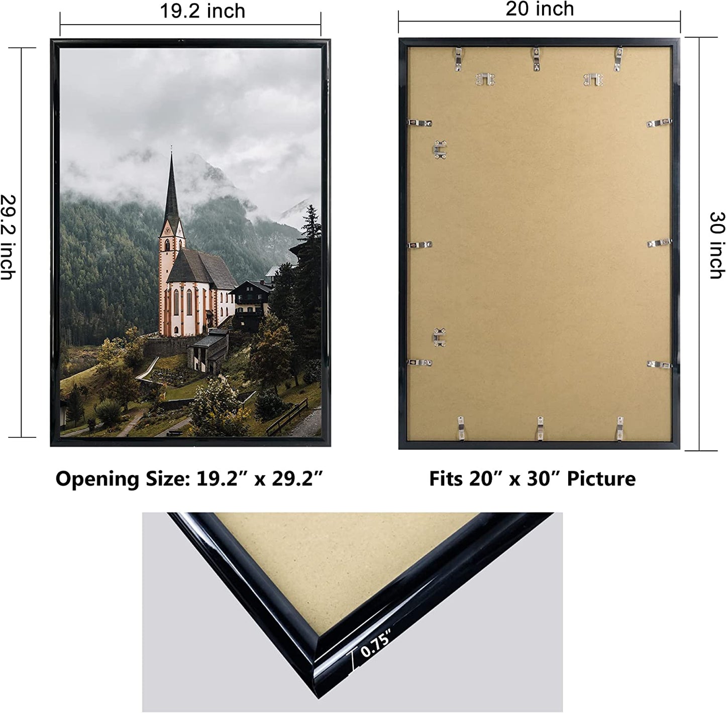 Hanging Poster Frame With UV Protection Acrylic Pack of 4 - 5 Sizes Available