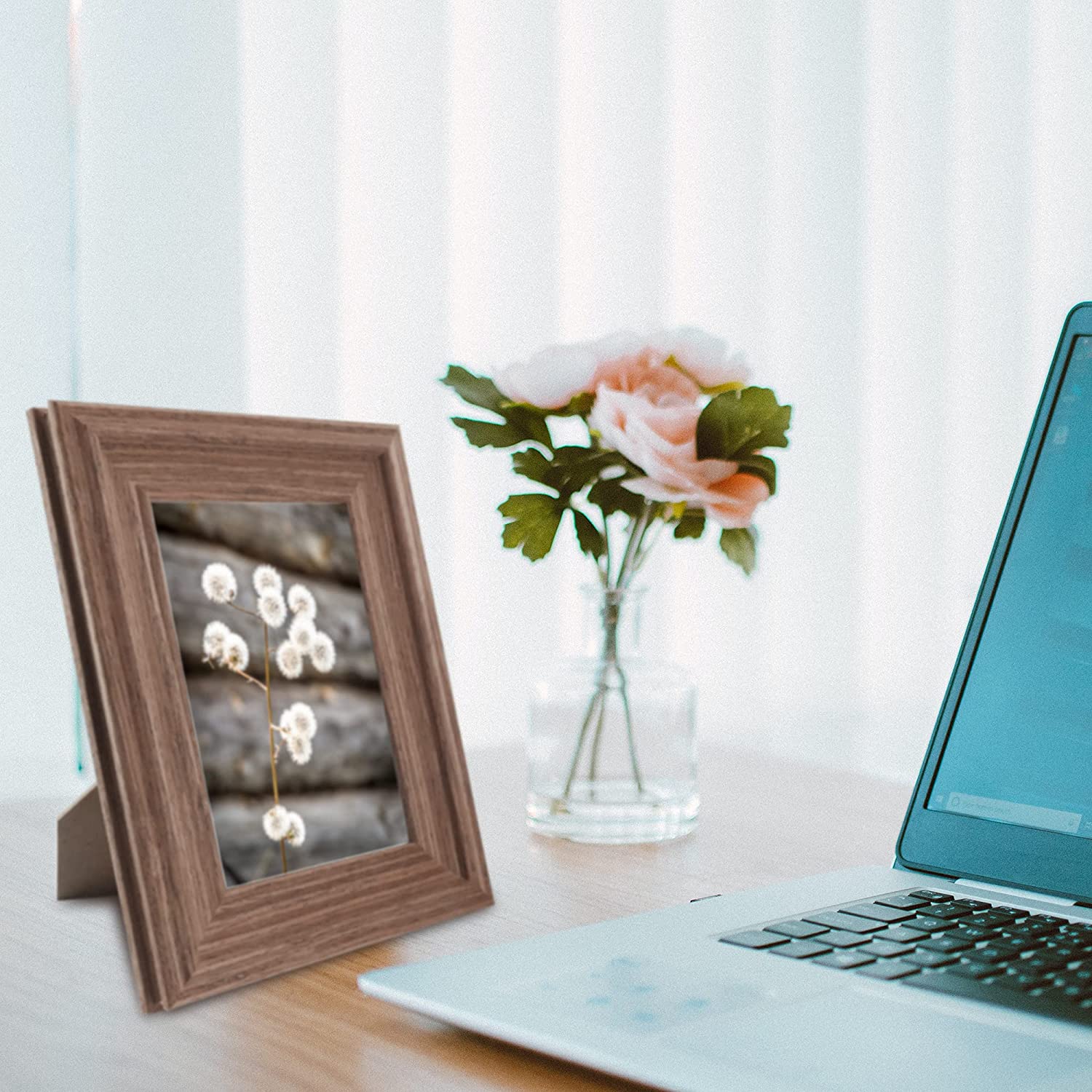 DDaoty 4x6 Rustic Solid Wood Picture Frame Set of 4, Solid Wood Photo  Frames with High Definition Real Glass