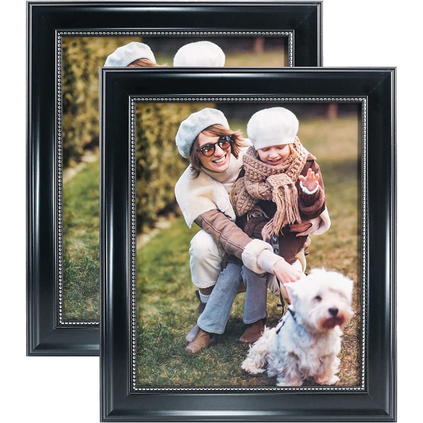 Black Picture Frame Photo Display with Silver Beading pack of 2 - 3 Sizes Available