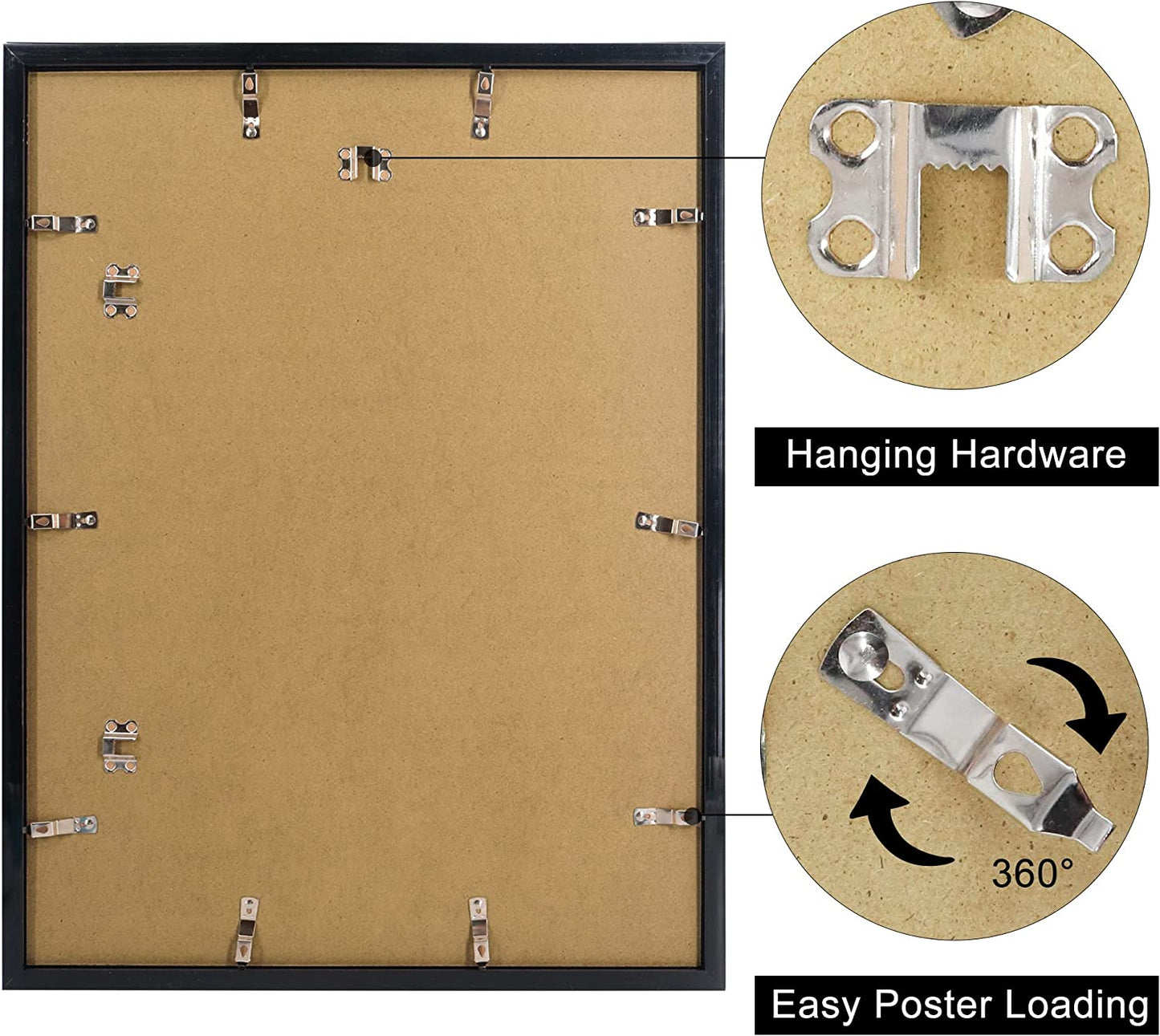 Hanging Poster Frame With UV Protection Acrylic Pack of 4 - 5 Sizes Available