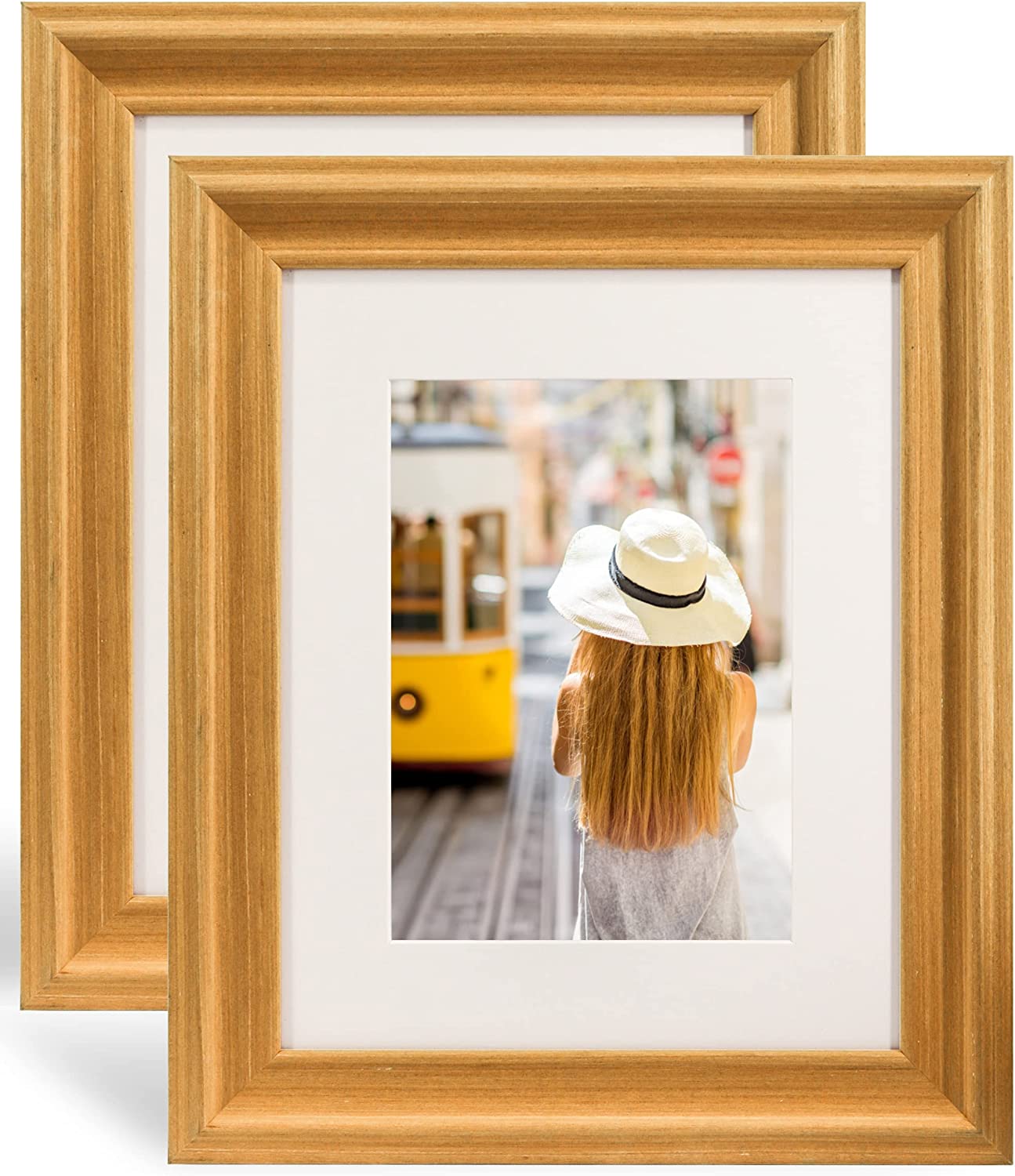 Wood Photo Frames with Real Glass for 8"×10" Pack of 2 - 3 Colors Available