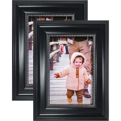 Black Picture Frame Photo Display with Silver Beading pack of 2 - 3 Sizes Available