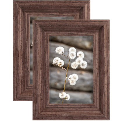 Wood Photo Frames with Real Glass for 4"×6" Pack of 2 - 3 Colors Available