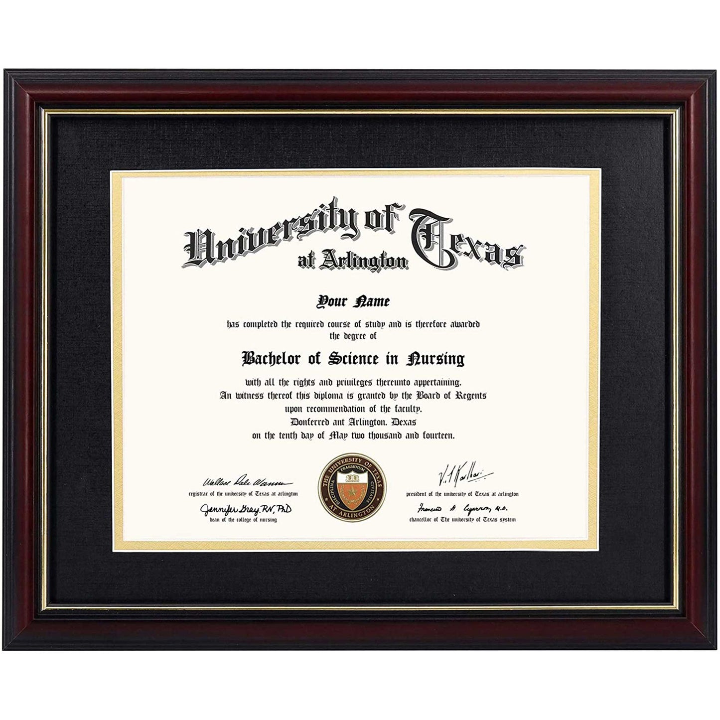 Certificate Document Diploma Real Wood Frame with Mat for 8.5" x 11" - 13 Colors Available