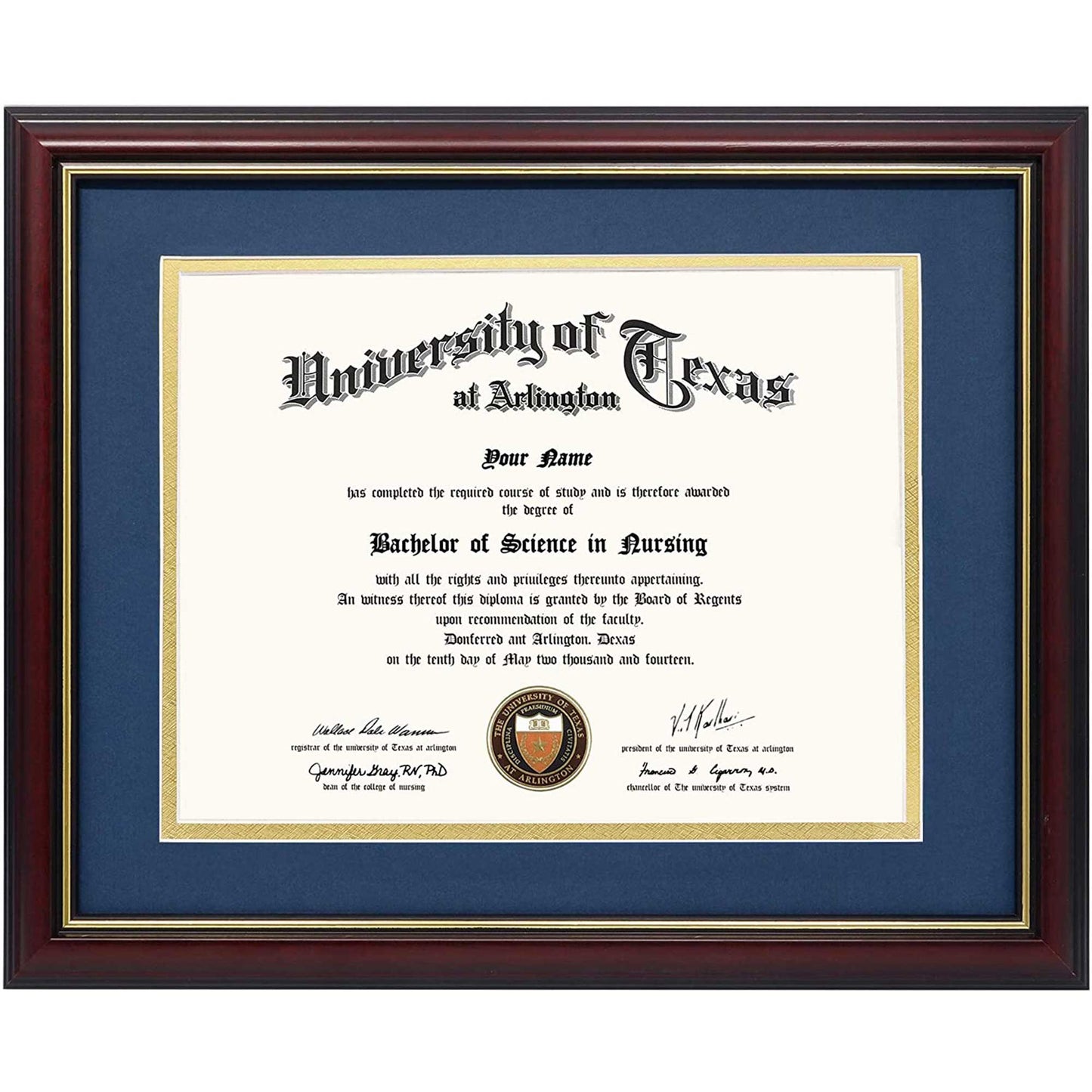 Certificate Document Diploma Real Wood Frame with Mat for 8.5" x 11" - 13 Colors Available