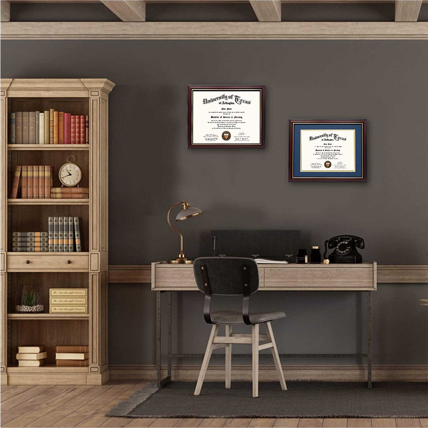 Certificate Document Diploma Real Wood Frame with Mat for 8.5" x 11" - 13 Colors Available