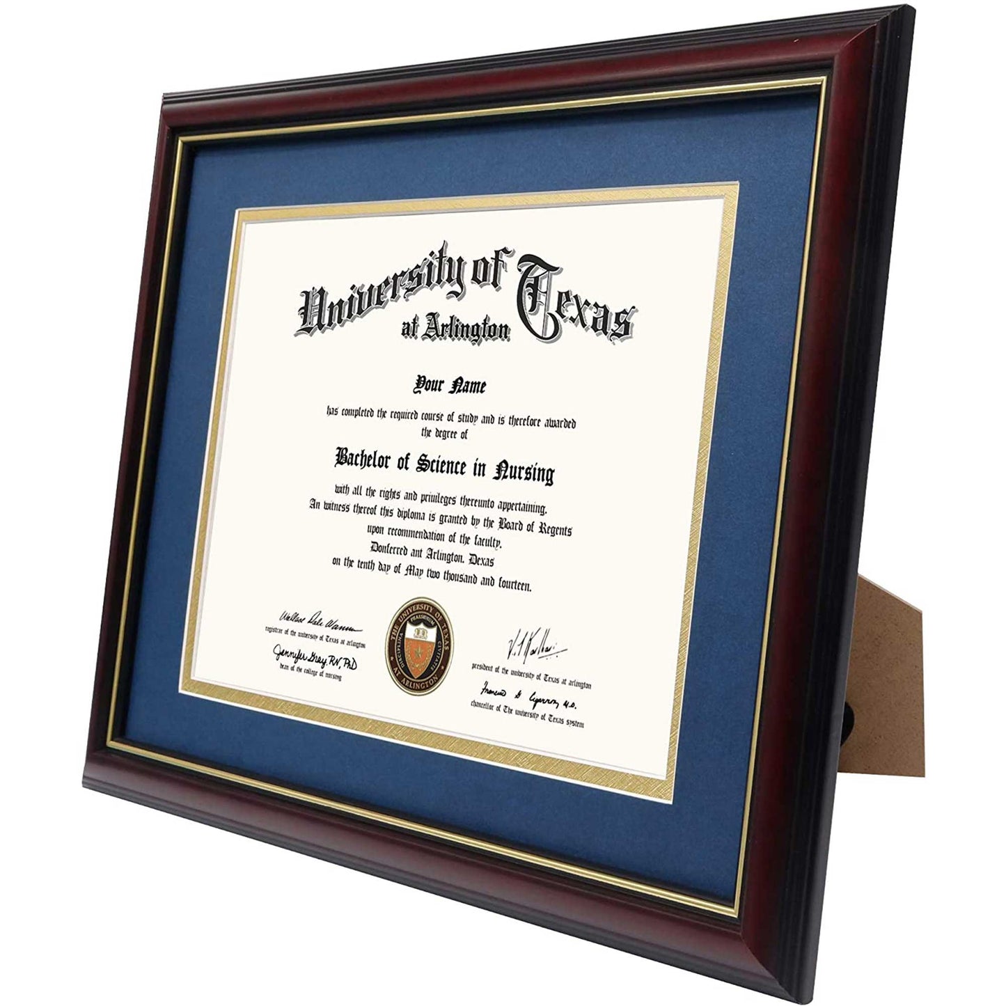 Certificate Document Diploma Real Wood Frame with Mat for 8.5" x 11" - 13 Colors Available