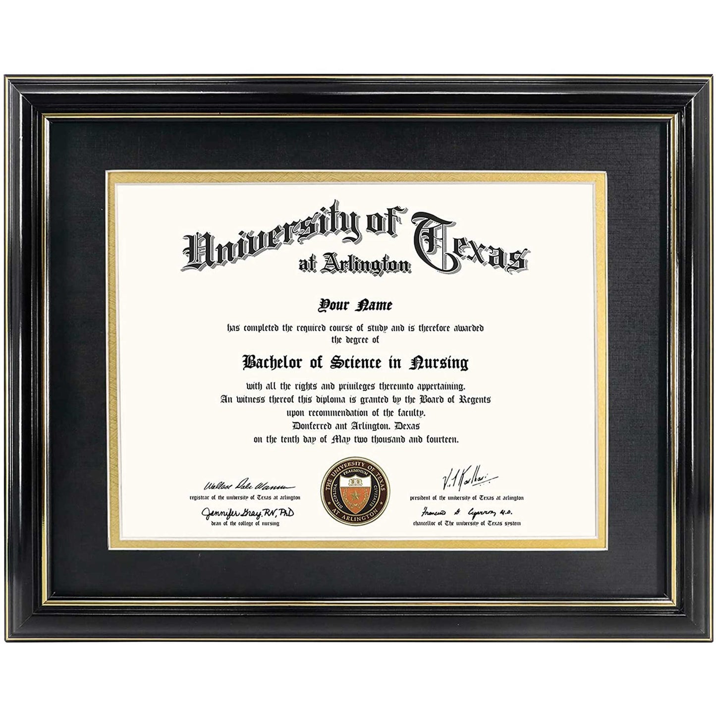 Certificate Document Diploma Real Wood Frame with Mat for 8.5" x 11" - 13 Colors Available