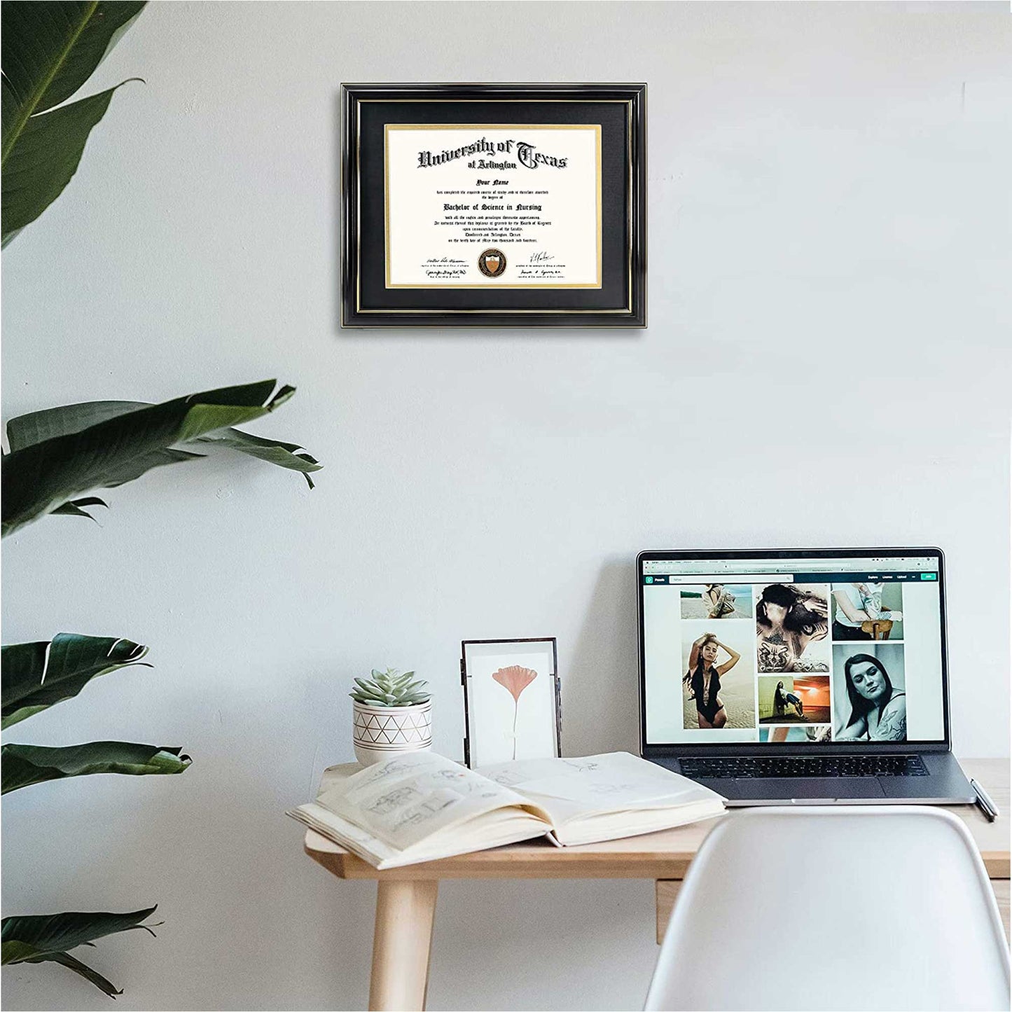 Certificate Document Diploma Real Wood Frame with Mat for 8.5" x 11" - 13 Colors Available