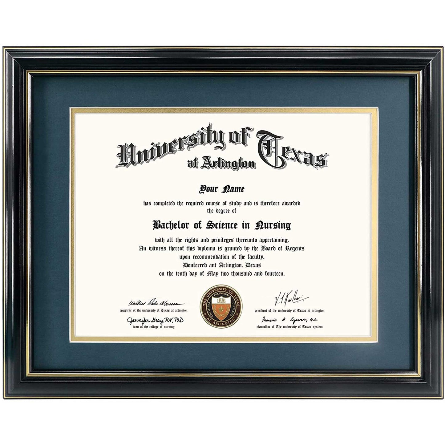 Certificate Document Diploma Real Wood Frame with Mat for 8.5" x 11" - 13 Colors Available