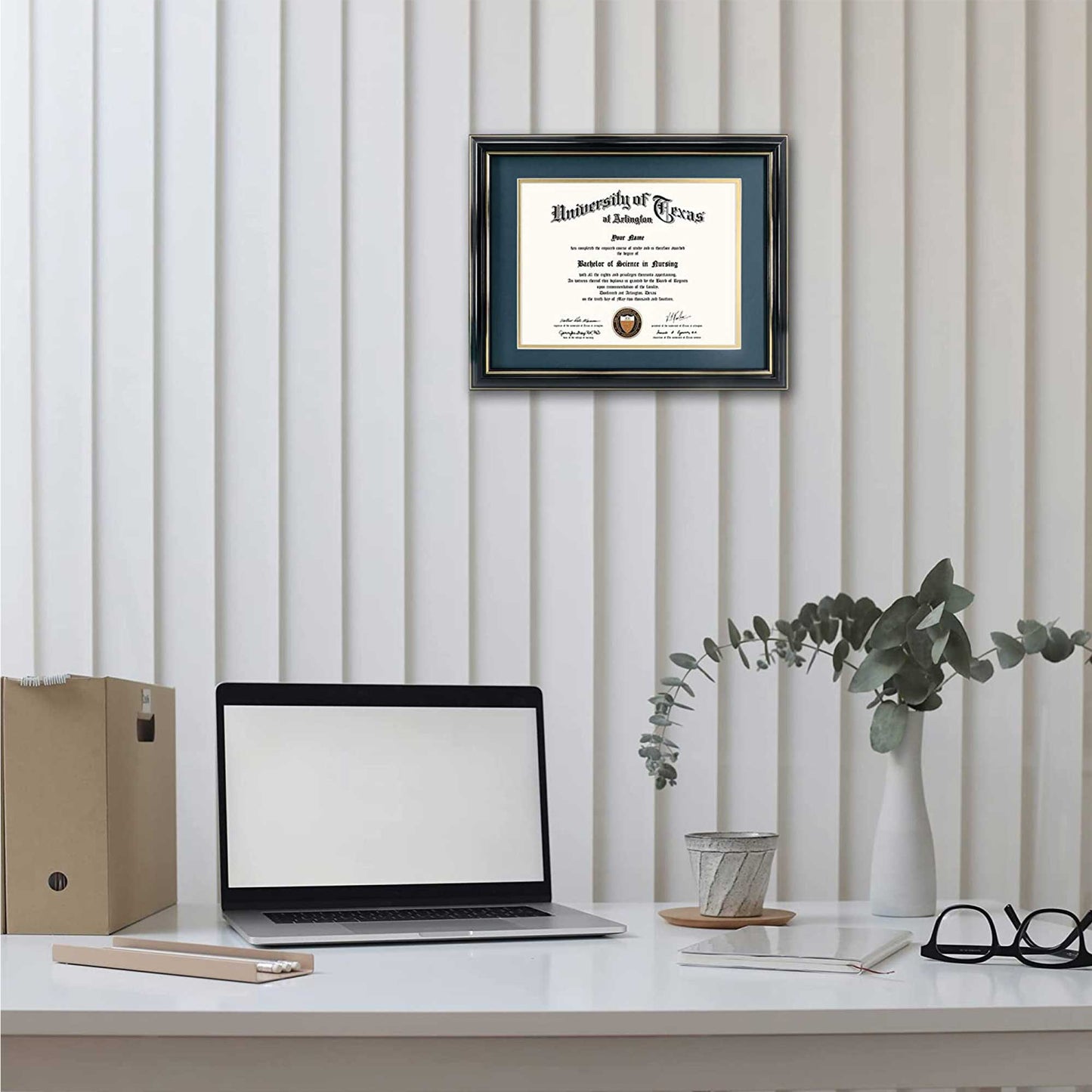 Certificate Document Diploma Real Wood Frame with Mat for 8.5" x 11" - 13 Colors Available