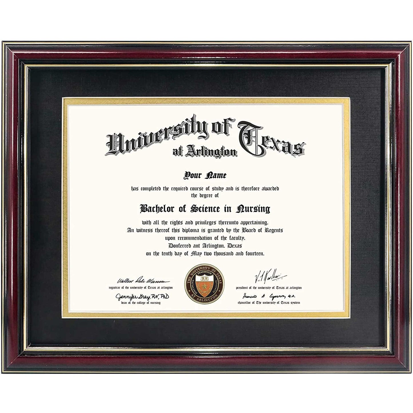 Certificate Document Diploma Real Wood Frame with Mat for 8.5" x 11" - 13 Colors Available