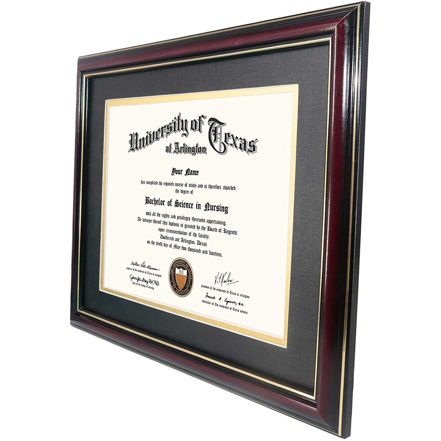 Certificate Document Diploma Real Wood Frame with Mat for 8.5" x 11" - 13 Colors Available