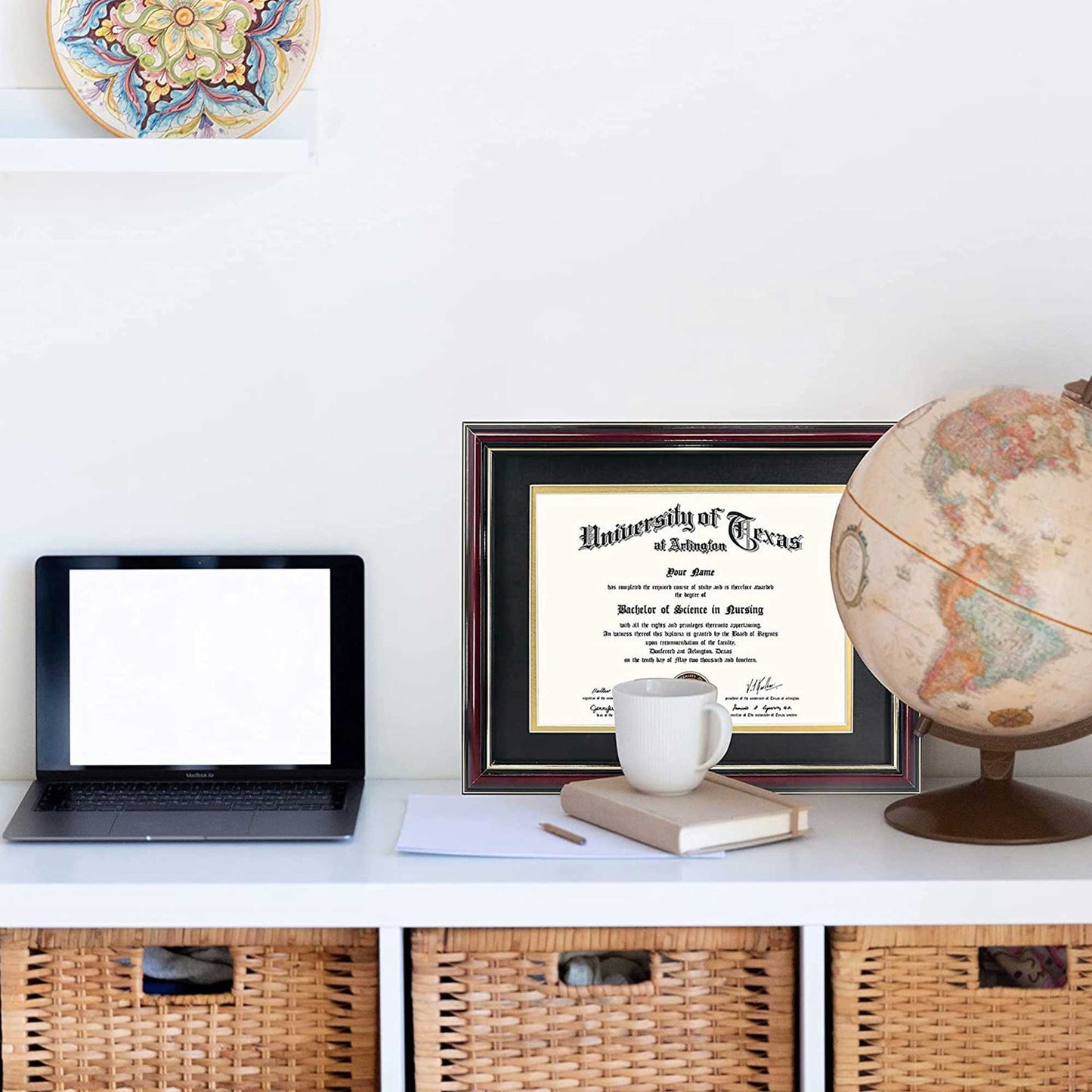 Certificate Document Diploma Real Wood Frame with Mat for 8.5" x 11" - 13 Colors Available