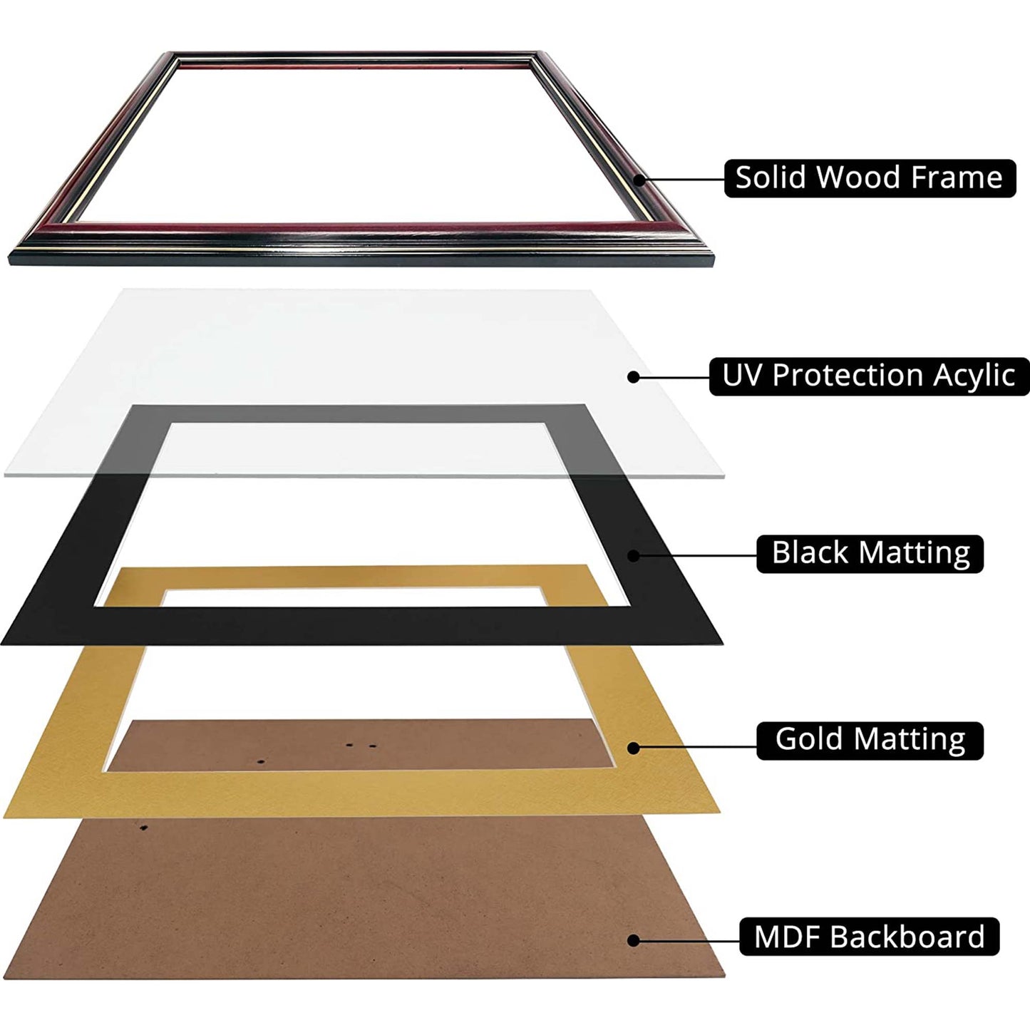 Certificate Document Diploma Real Wood Frame with Mat for 8.5" x 11" - 13 Colors Available