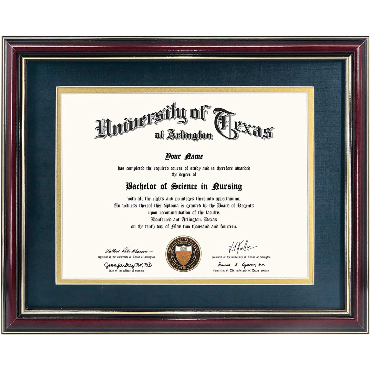 Certificate Document Diploma Real Wood Frame with Mat for 8.5" x 11" - 13 Colors Available