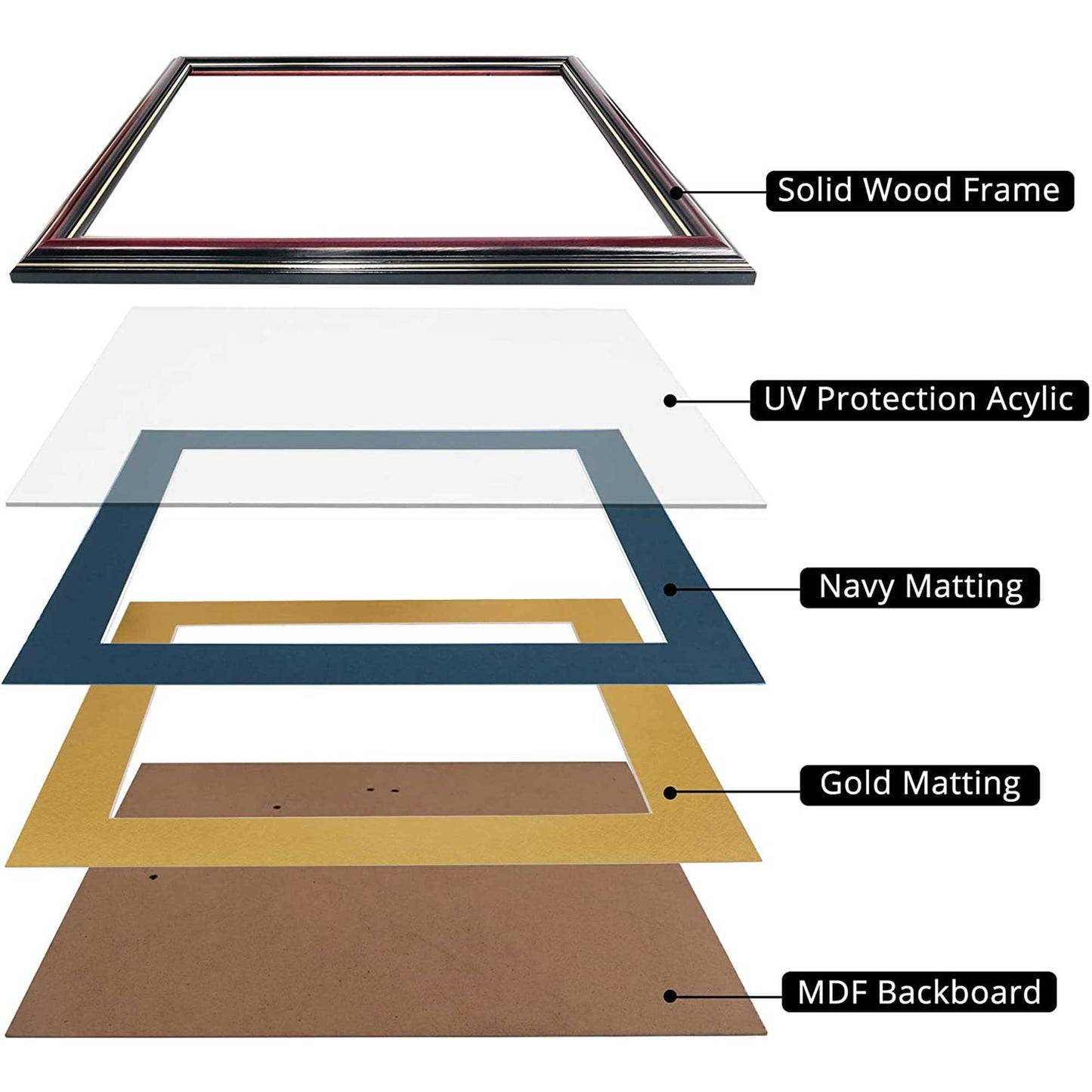 Certificate Document Diploma Real Wood Frame with Mat for 8.5" x 11" - 13 Colors Available