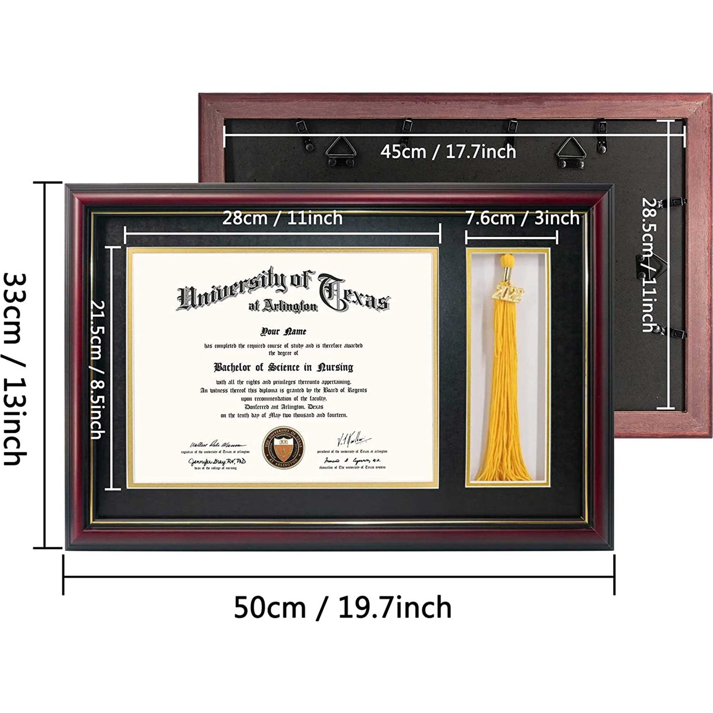 Certificate Document Diploma Real Wood Frame with Tassel Holder for 8.5" x 11" - 2 Colors Available