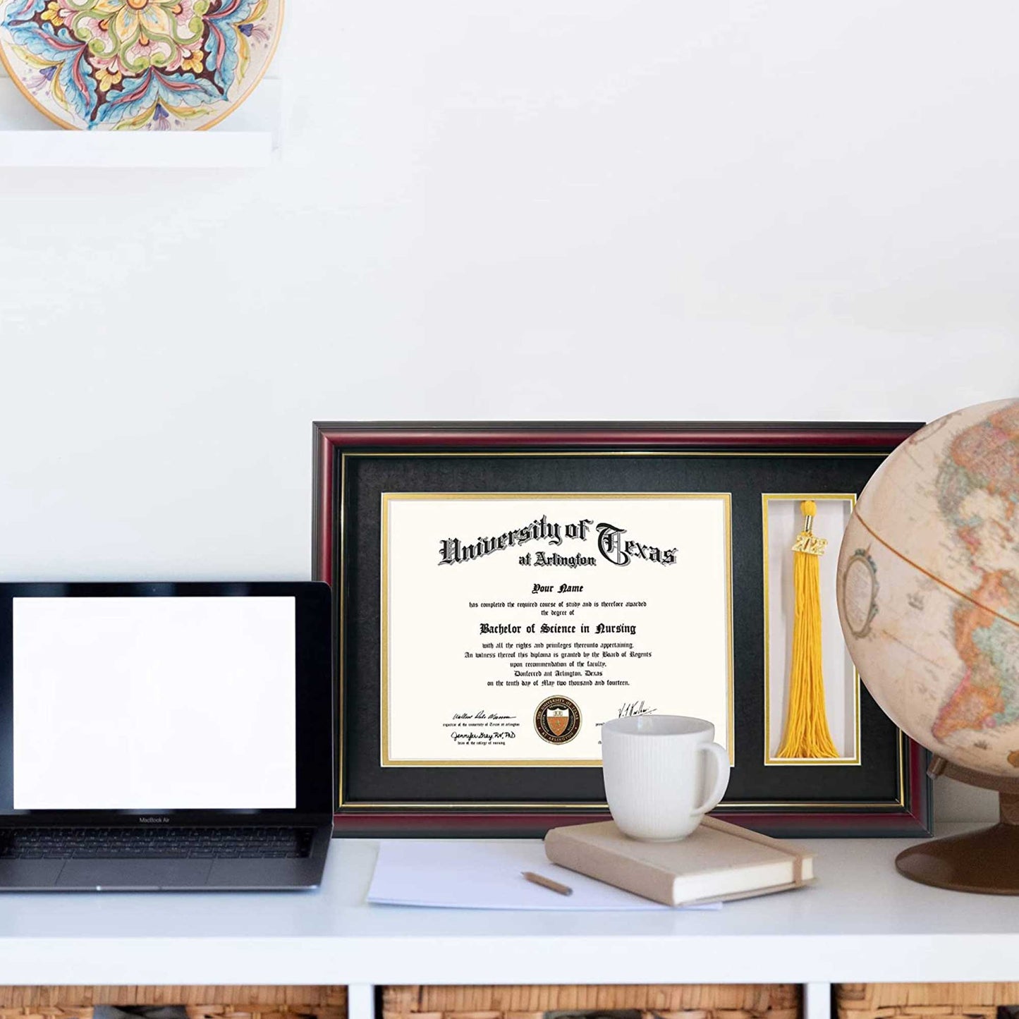 Certificate Document Diploma Real Wood Frame with Tassel Holder for 8.5" x 11" - 2 Colors Available