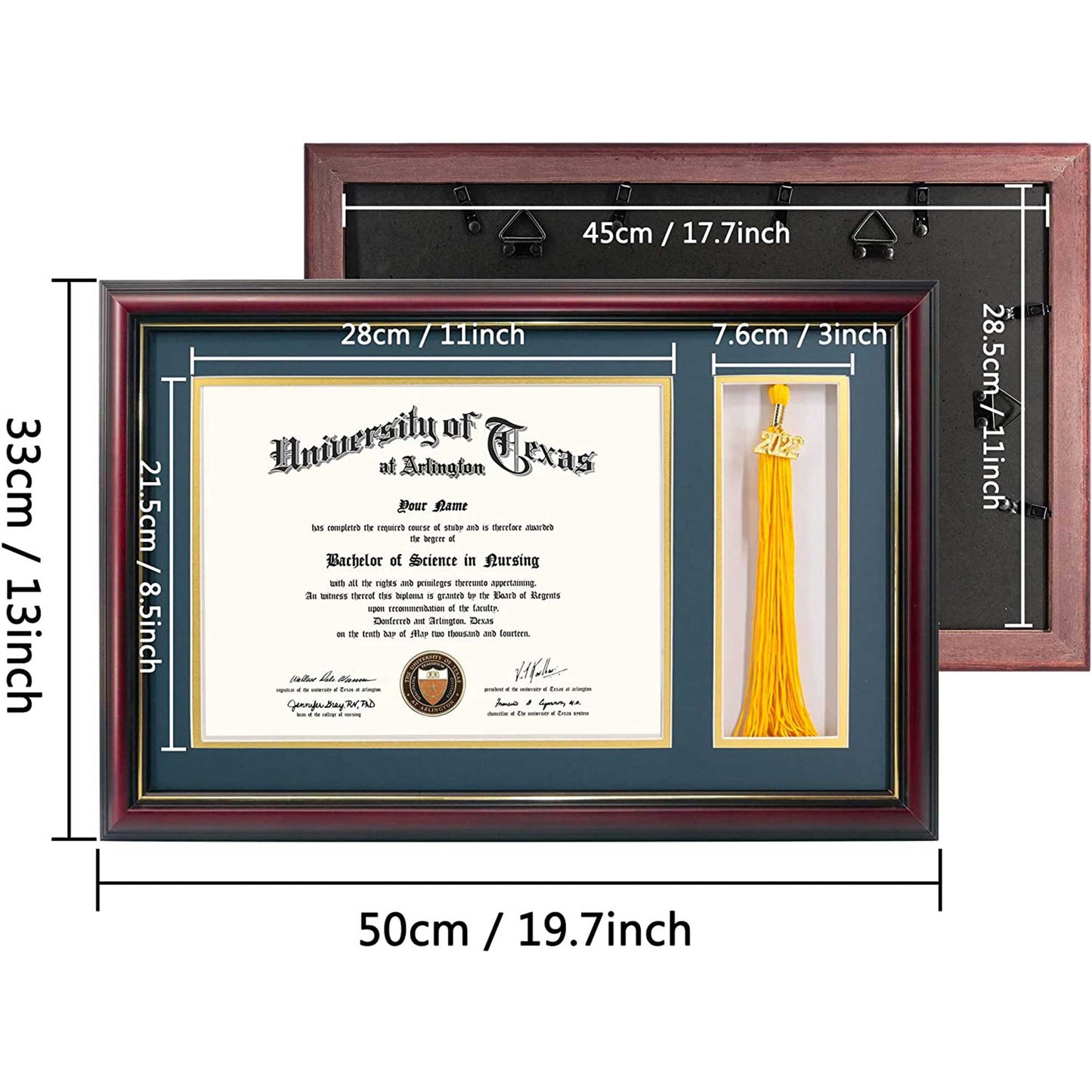 Certificate Document Diploma Real Wood Frame with Tassel Holder for 8.5" x 11" - 2 Colors Available