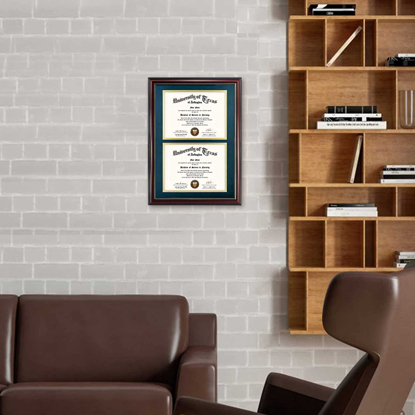 Double Certificate Document Diploma Real Wood Frame for 8.5" x 11" - 2 Colors Available