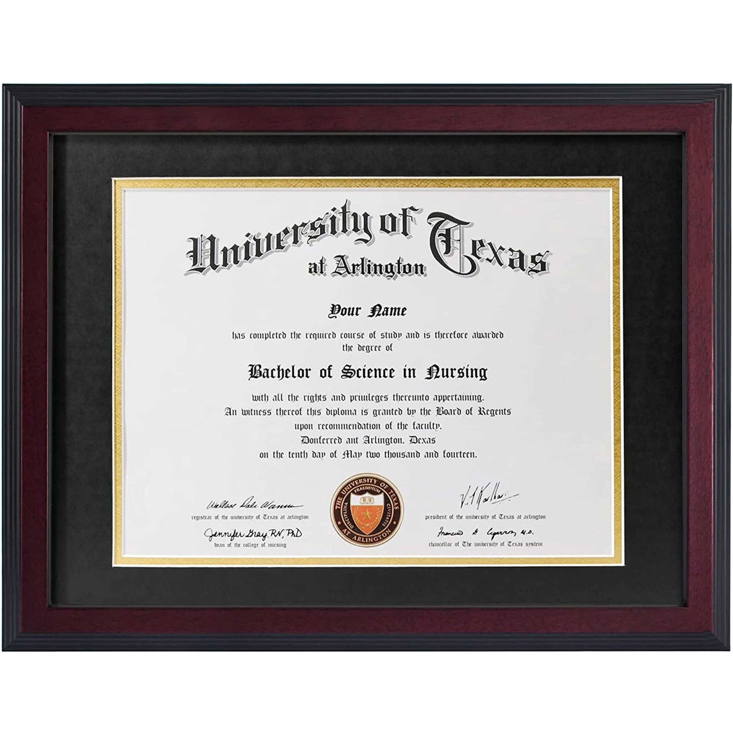 Certificate Document Diploma Solid Wood Frame with Mat for 8.5" x 11"