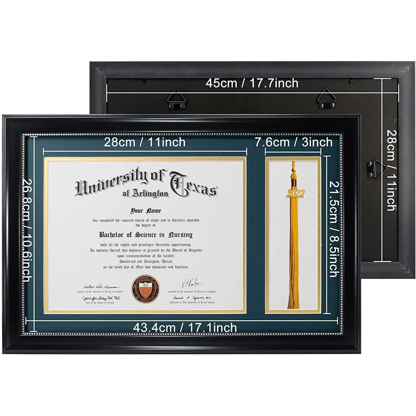 Certificate Document Diploma Recycled Polystyrene Frame with Tassel Holder for 8.5" x 11" - 4 Colors Available