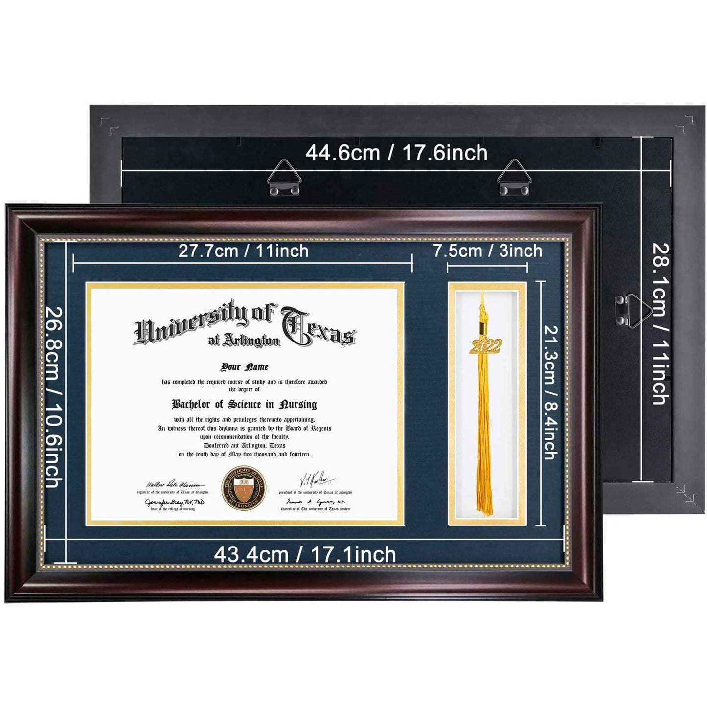 Certificate Document Diploma Recycled Polystyrene Frame with Tassel Holder for 8.5" x 11" - 4 Colors Available