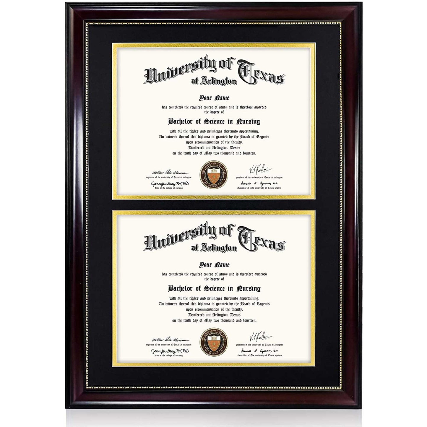 Double Certificate Document Diploma Recycled Polystyrene Frame for 8.5" x 11" - 4 Colors Available