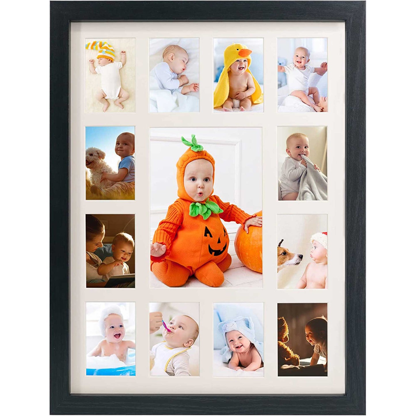 Graduation School Years K-12 Day Collage Wood with Double White Mat Photo Frame - 2 Colors Available