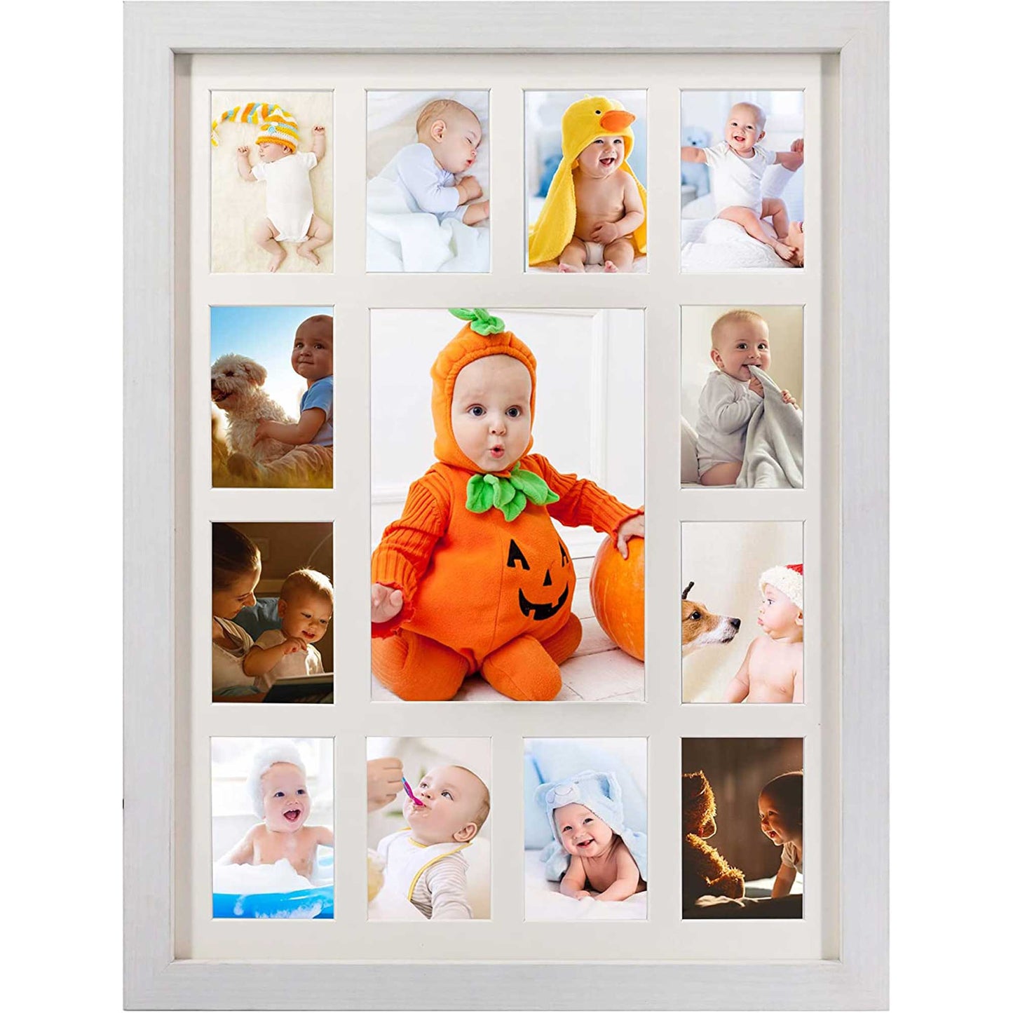 Graduation School Years K-12 Day Collage Wood with Double White Mat Photo Frame - 2 Colors Available