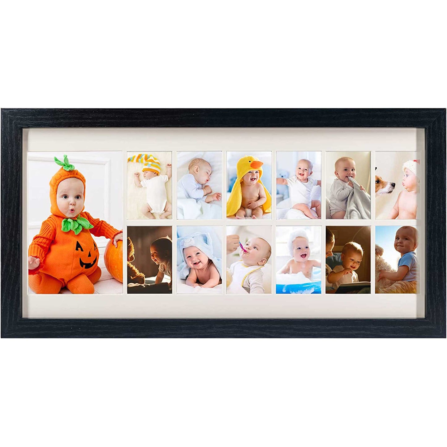 Graduation School Years K-12 Day Collage Wood with Double White Mat Photo Horizontal Frame - 2 Colors Available