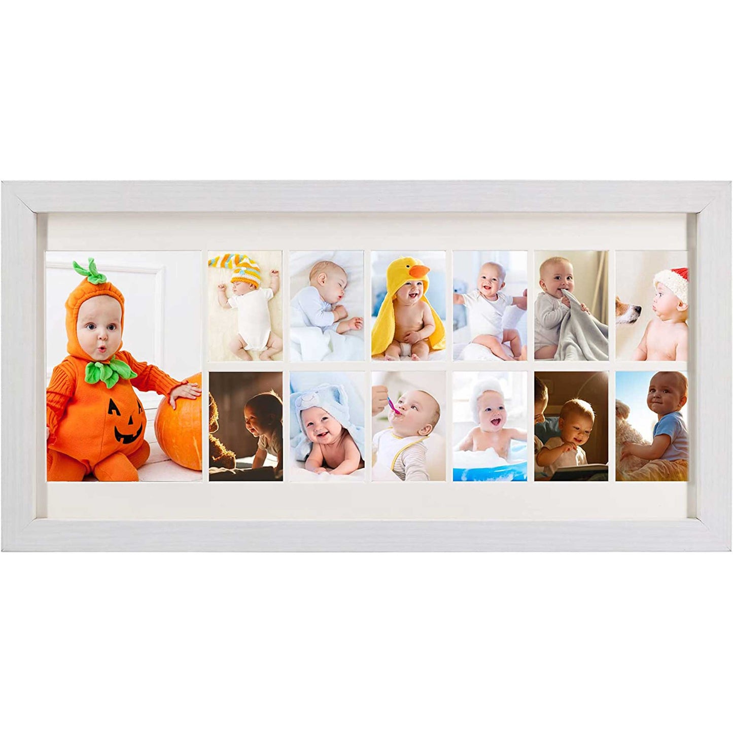 Graduation School Years K-12 Day Collage Wood with Double White Mat Photo Horizontal Frame - 2 Colors Available