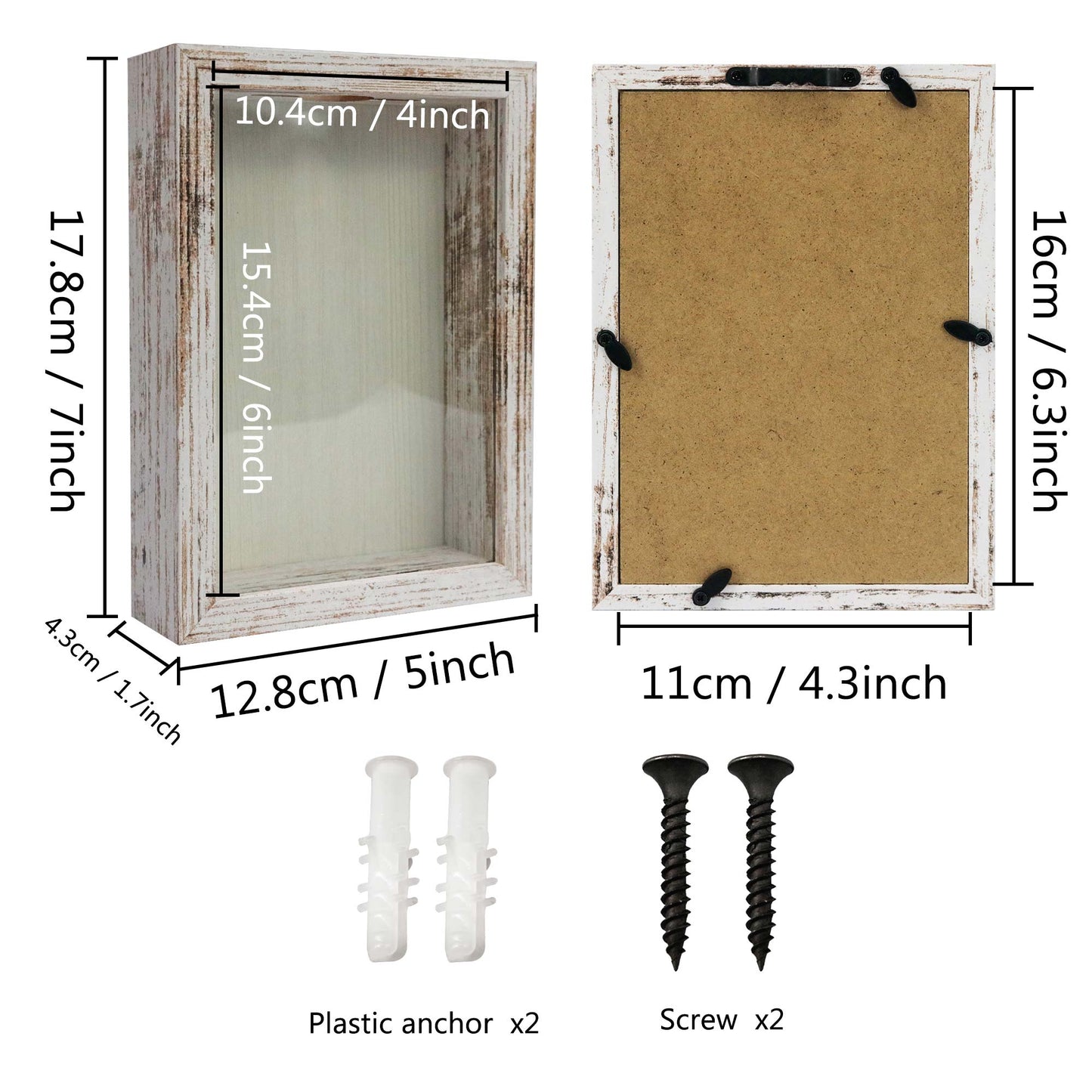 Shadow Box Frame White Wood Collection Case With Slot on top - 4 Sizes Available